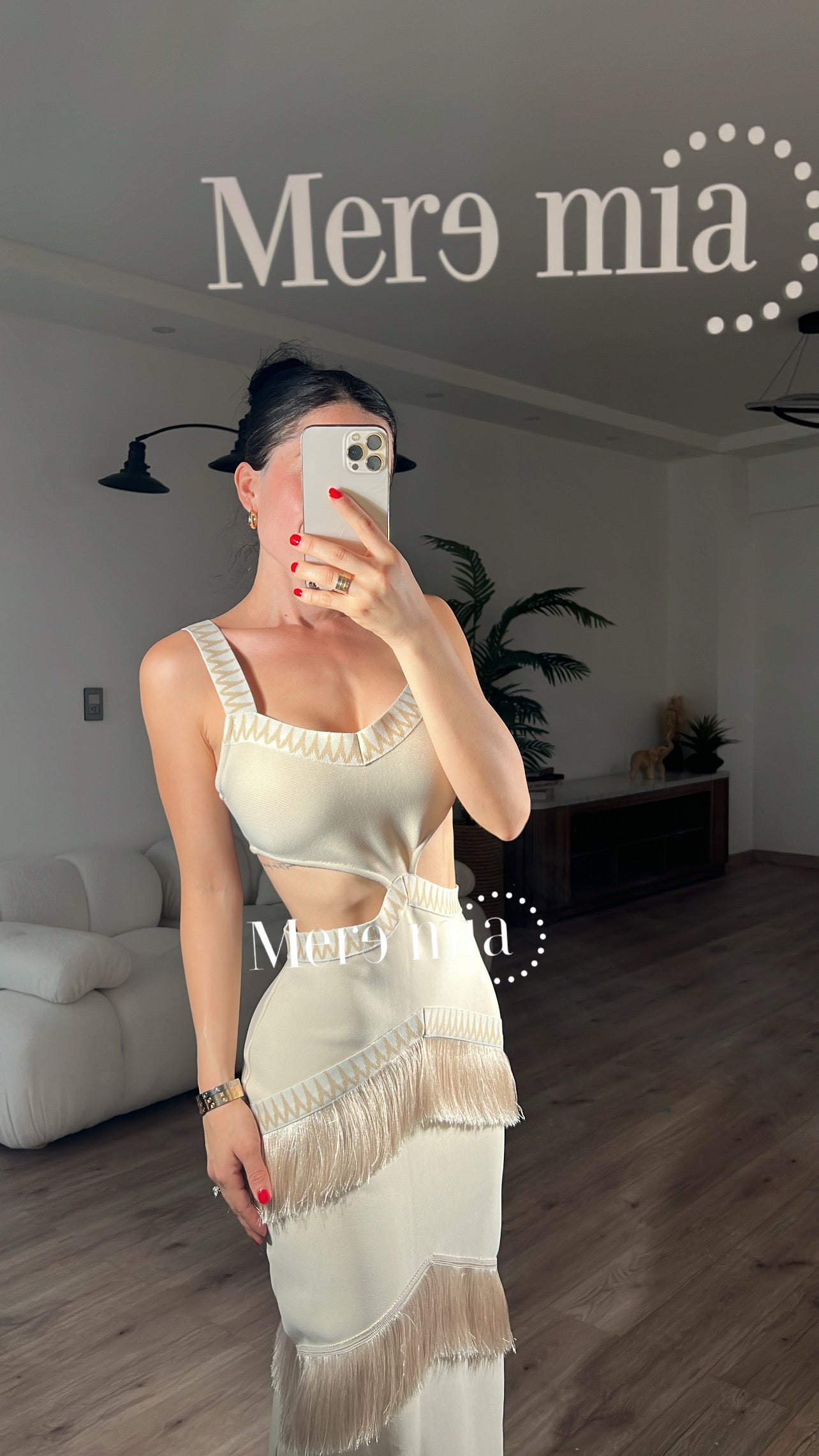 Vestido beige barbas abert