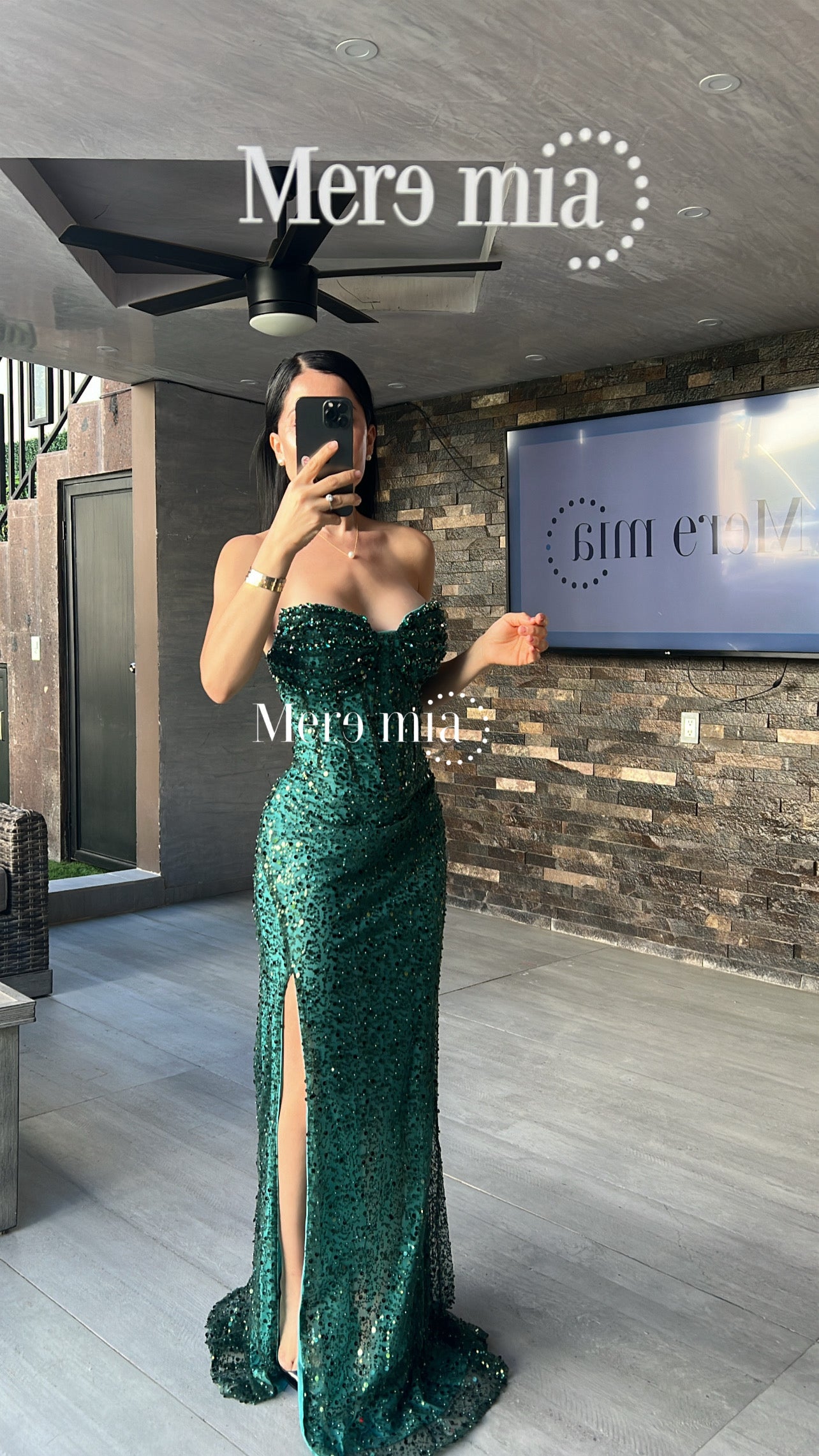 Vestido verde esmeralda lentejuelas