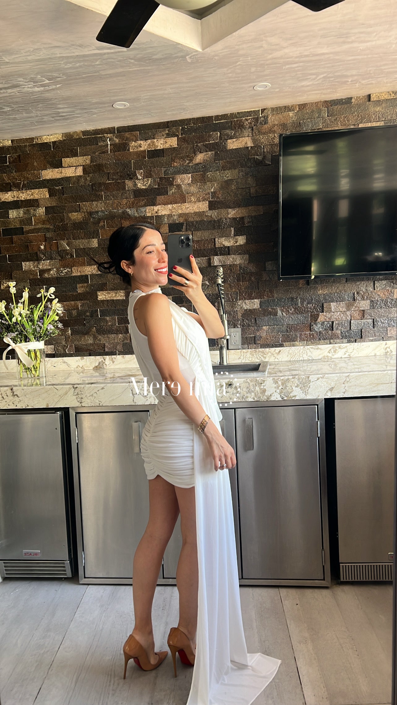 Vestido corto plisado estola