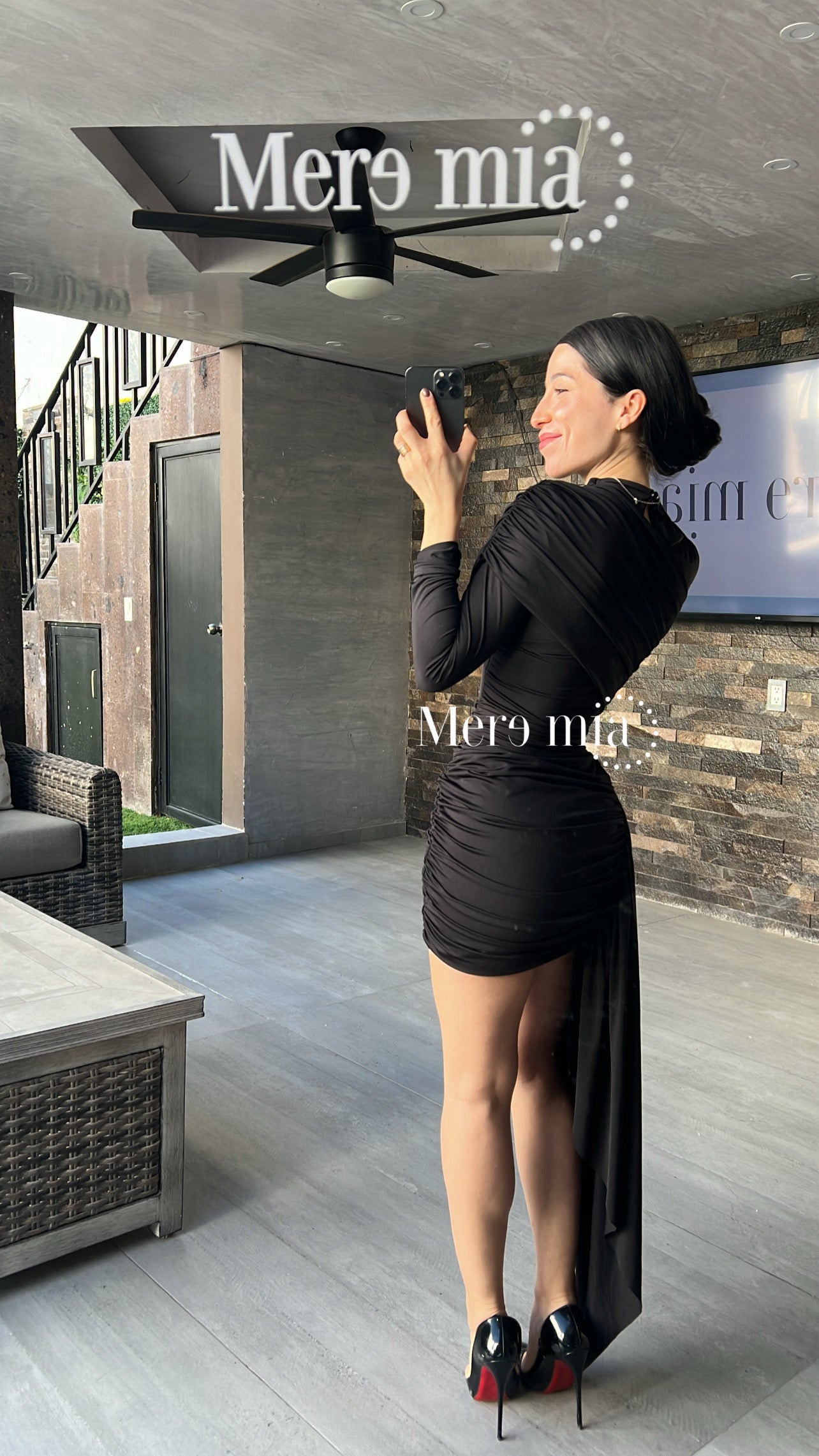 Vestido negro plisado ml