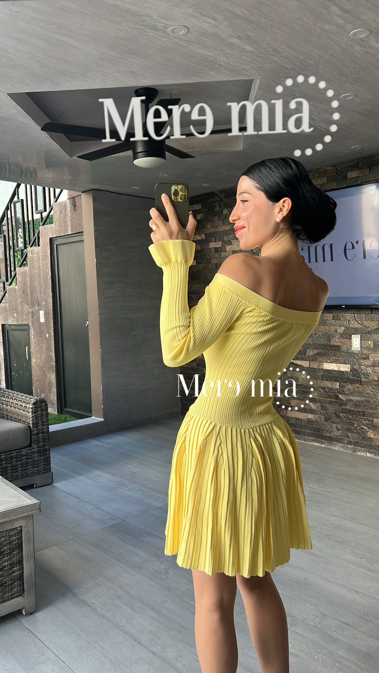 Vestido amarillo rayado olanes