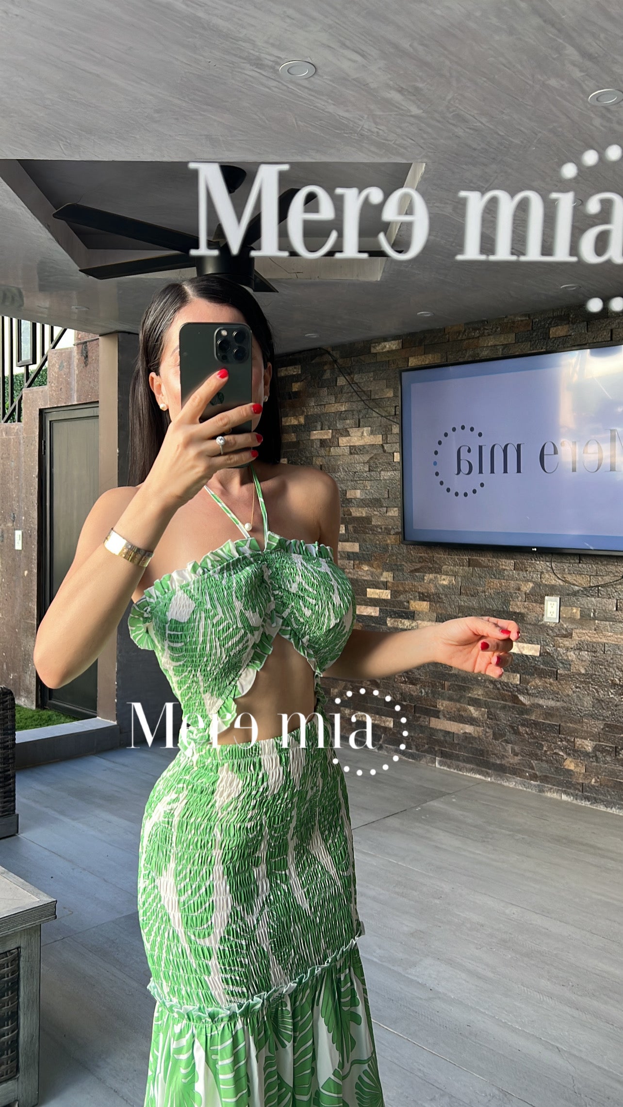 Vestido verde estamp