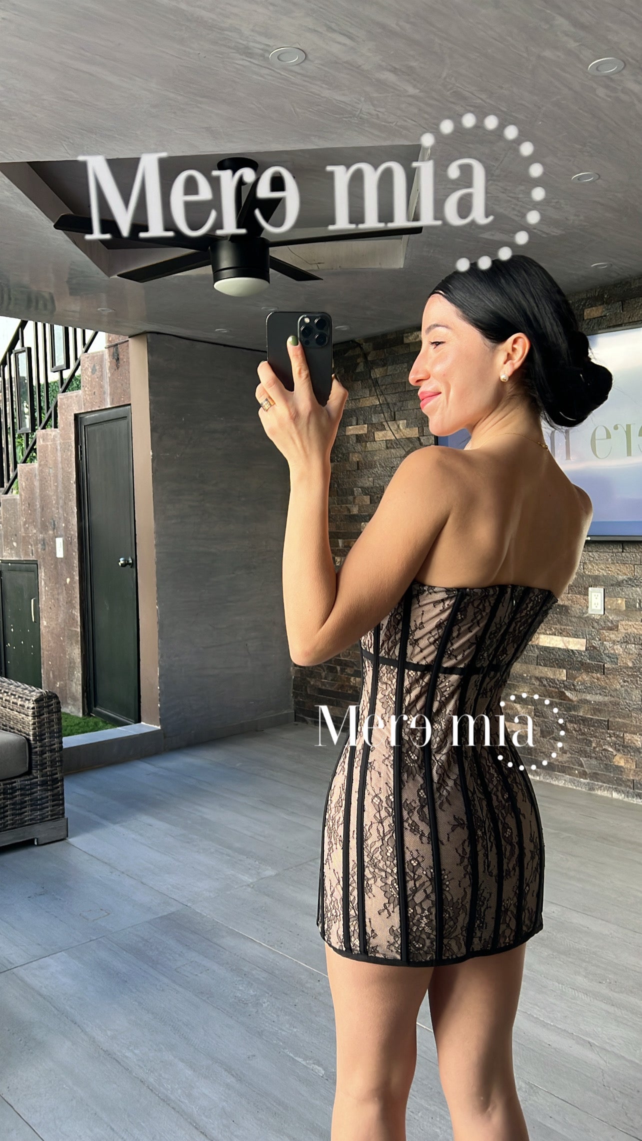 Vestido negro encaje var