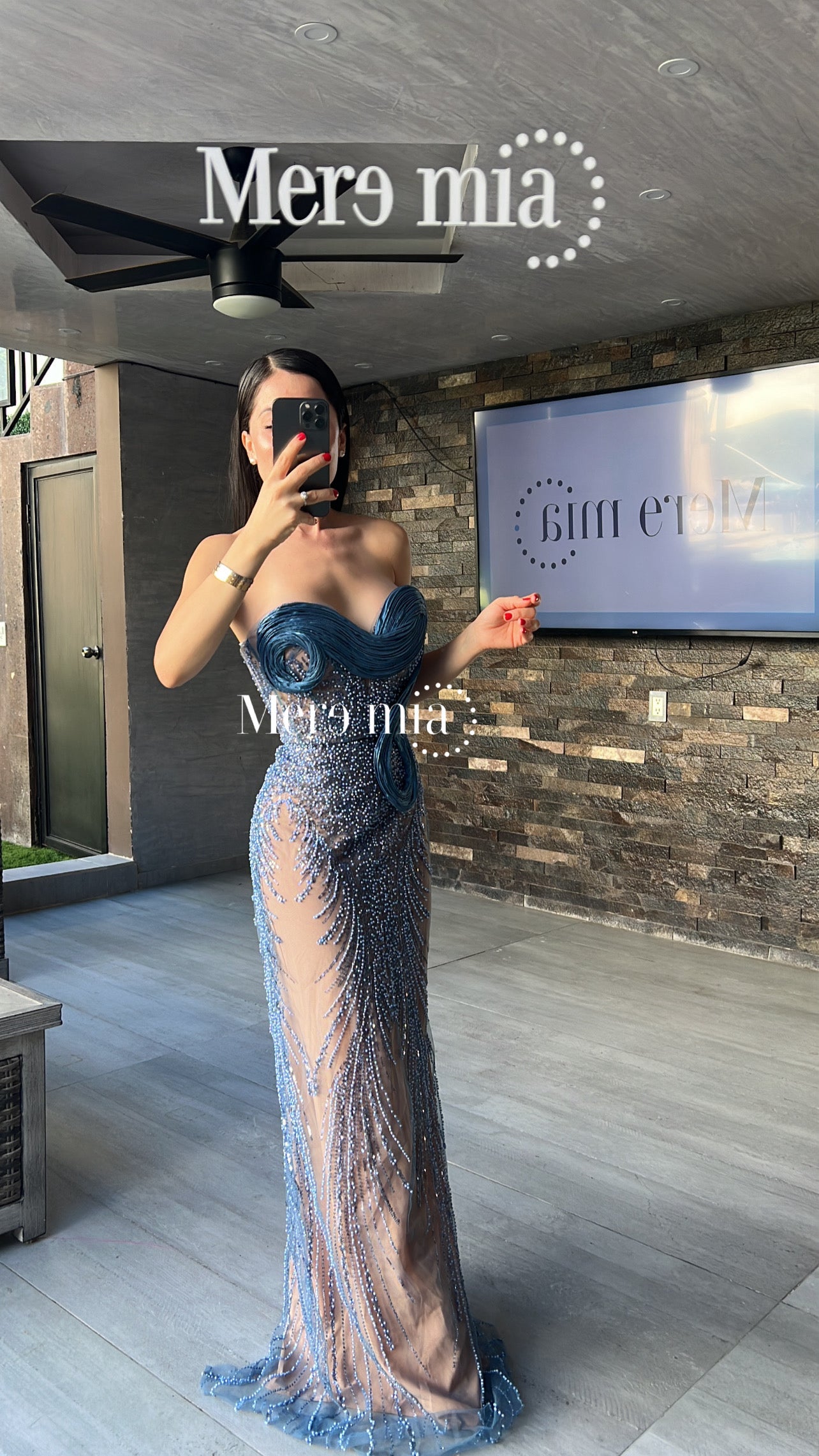 Vestido azul lentejuelas apl