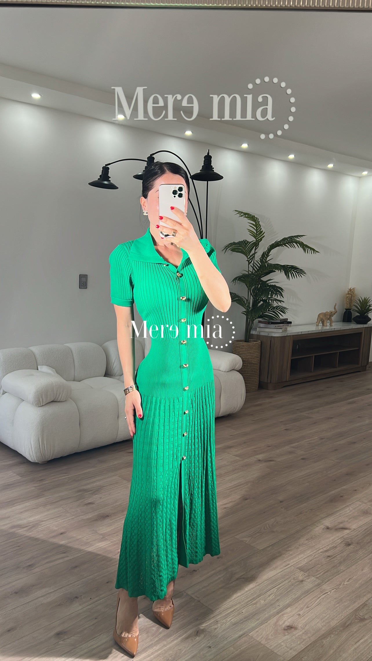 Vestido verde cuello mc