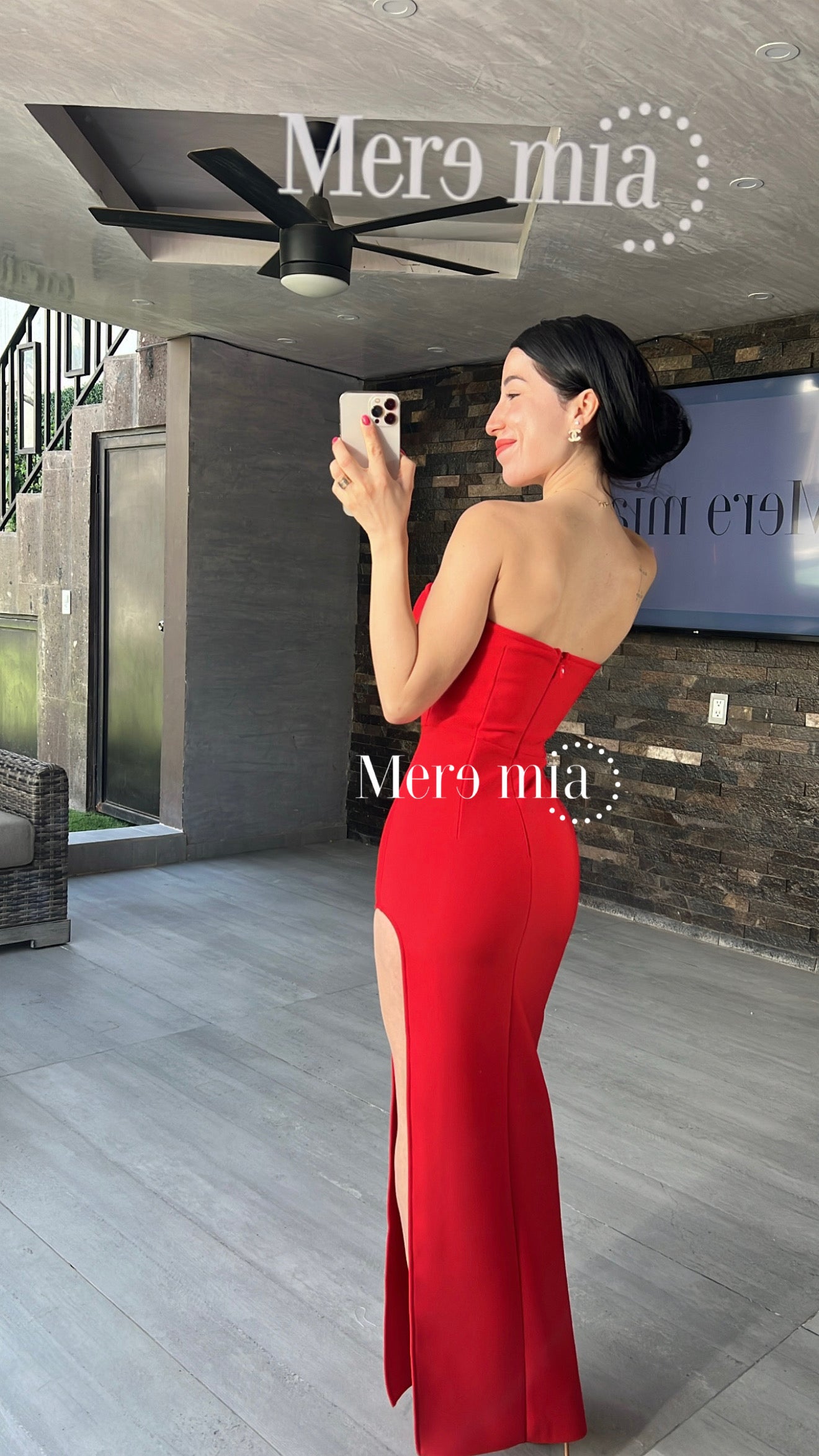 Vestido rojo liso abert