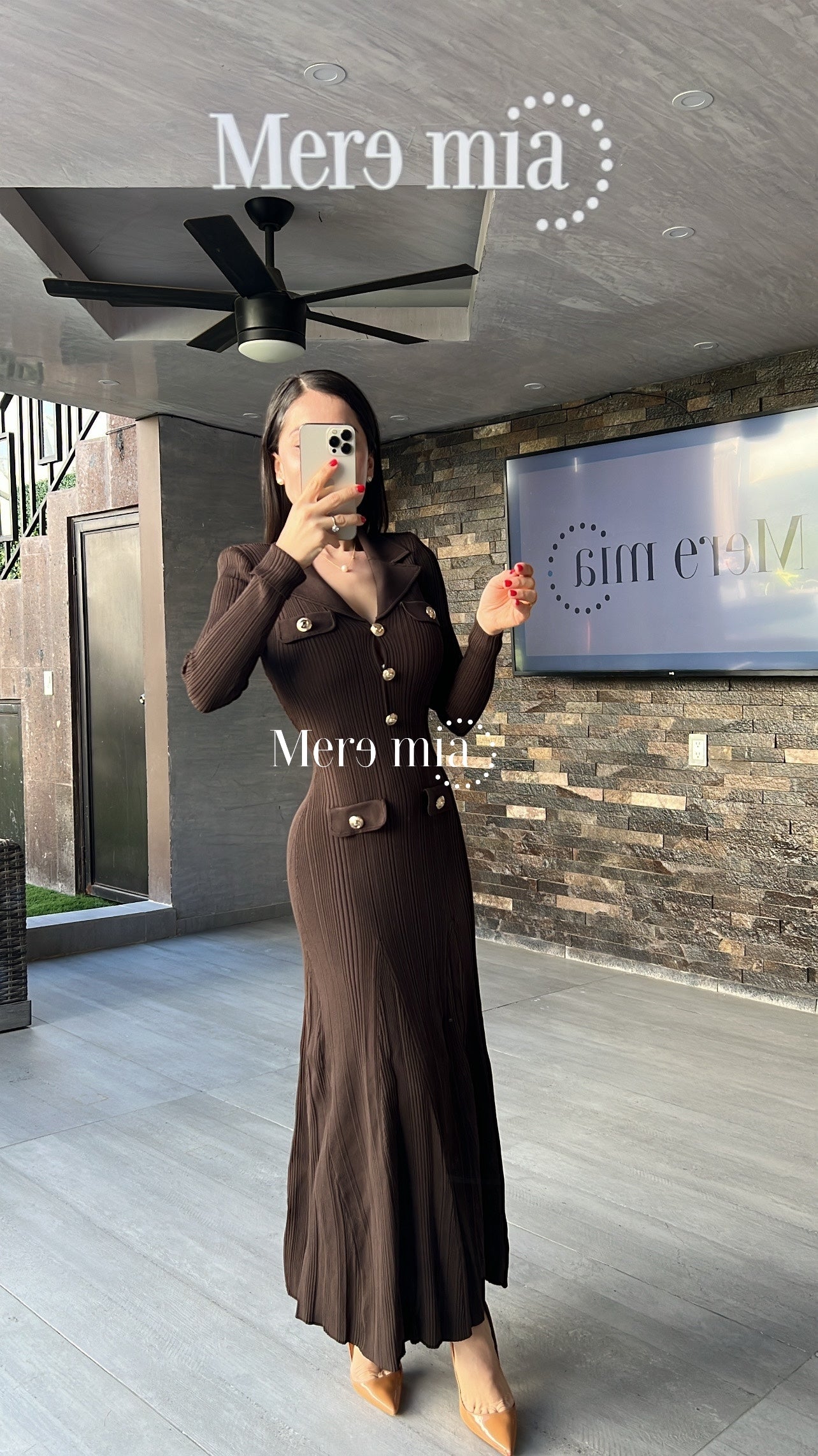 Vestido cafe rayado botones