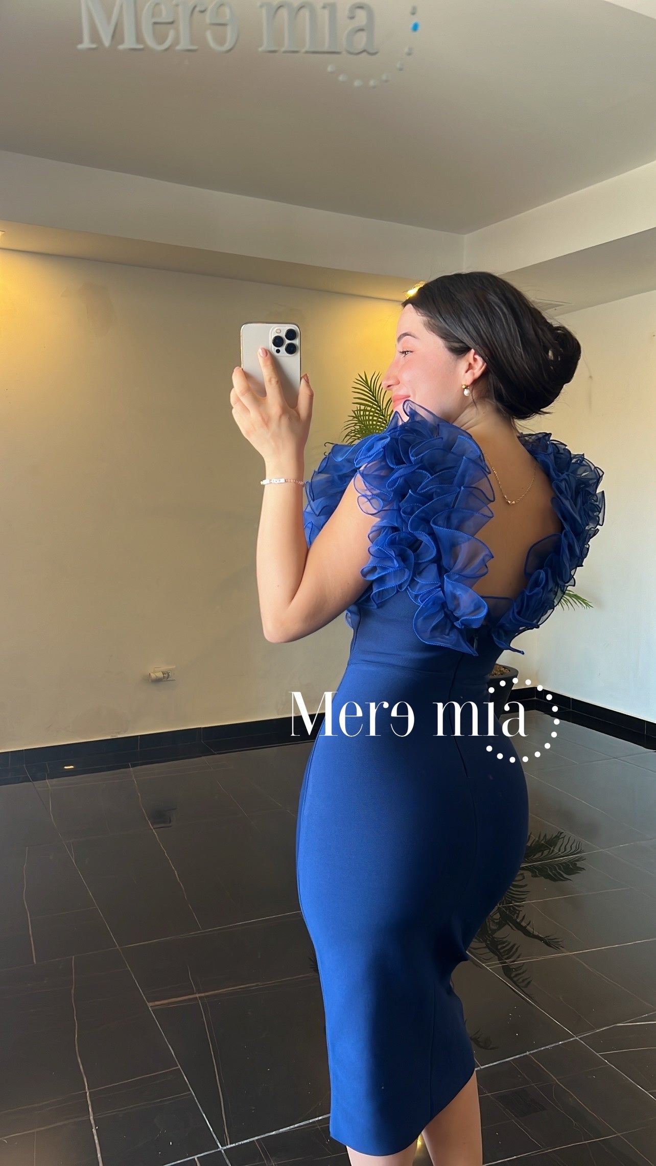 Vestido azul tul midi
