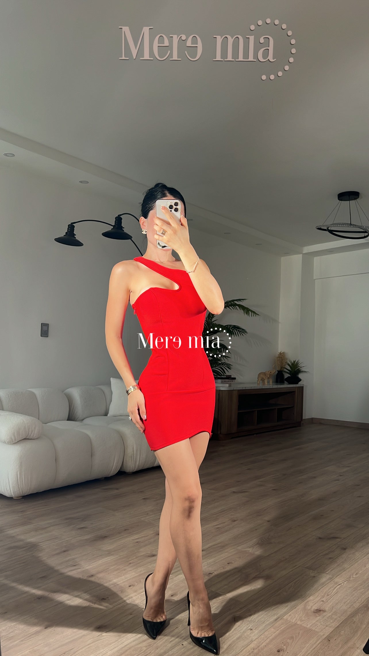 Vestido rojo tirante asim