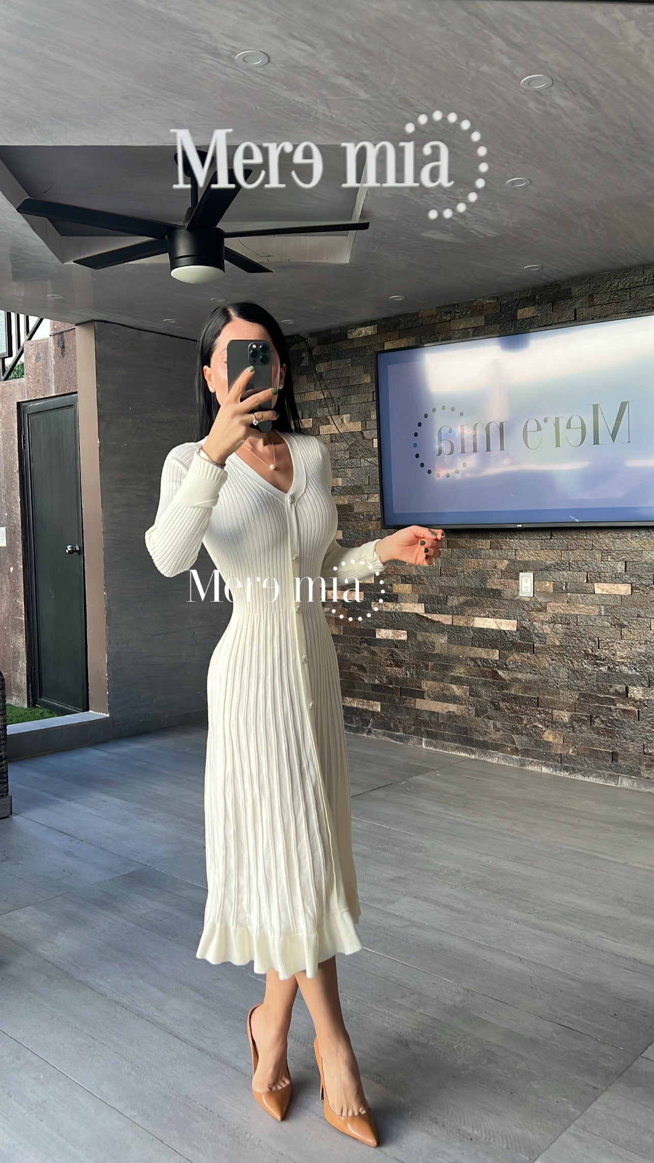 Vestido perla sweater plisado