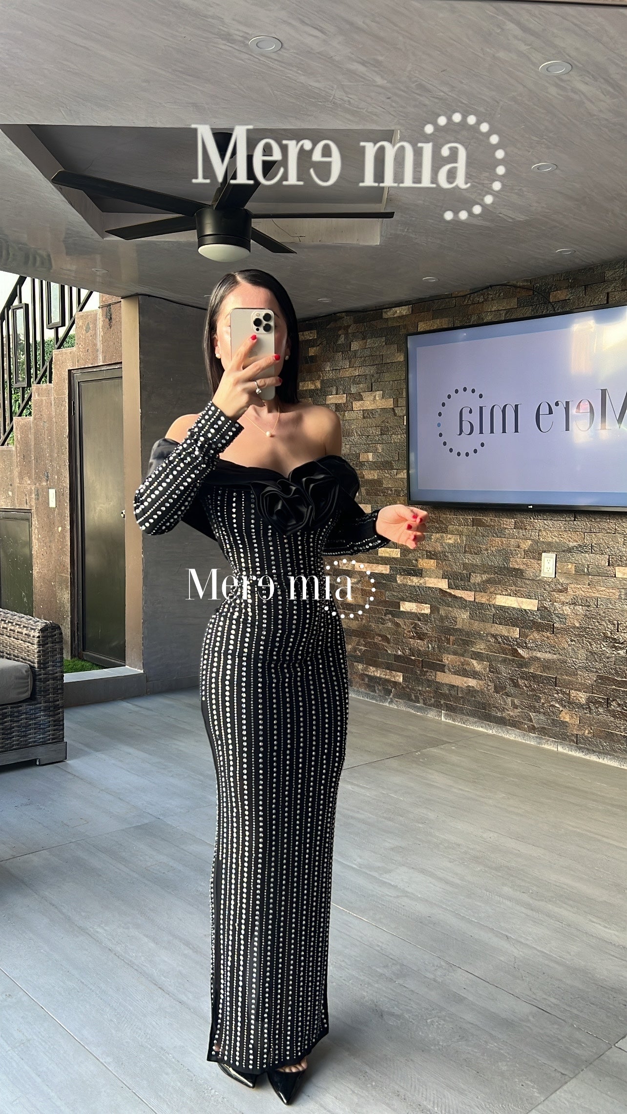 Vestido negro apl plata ml