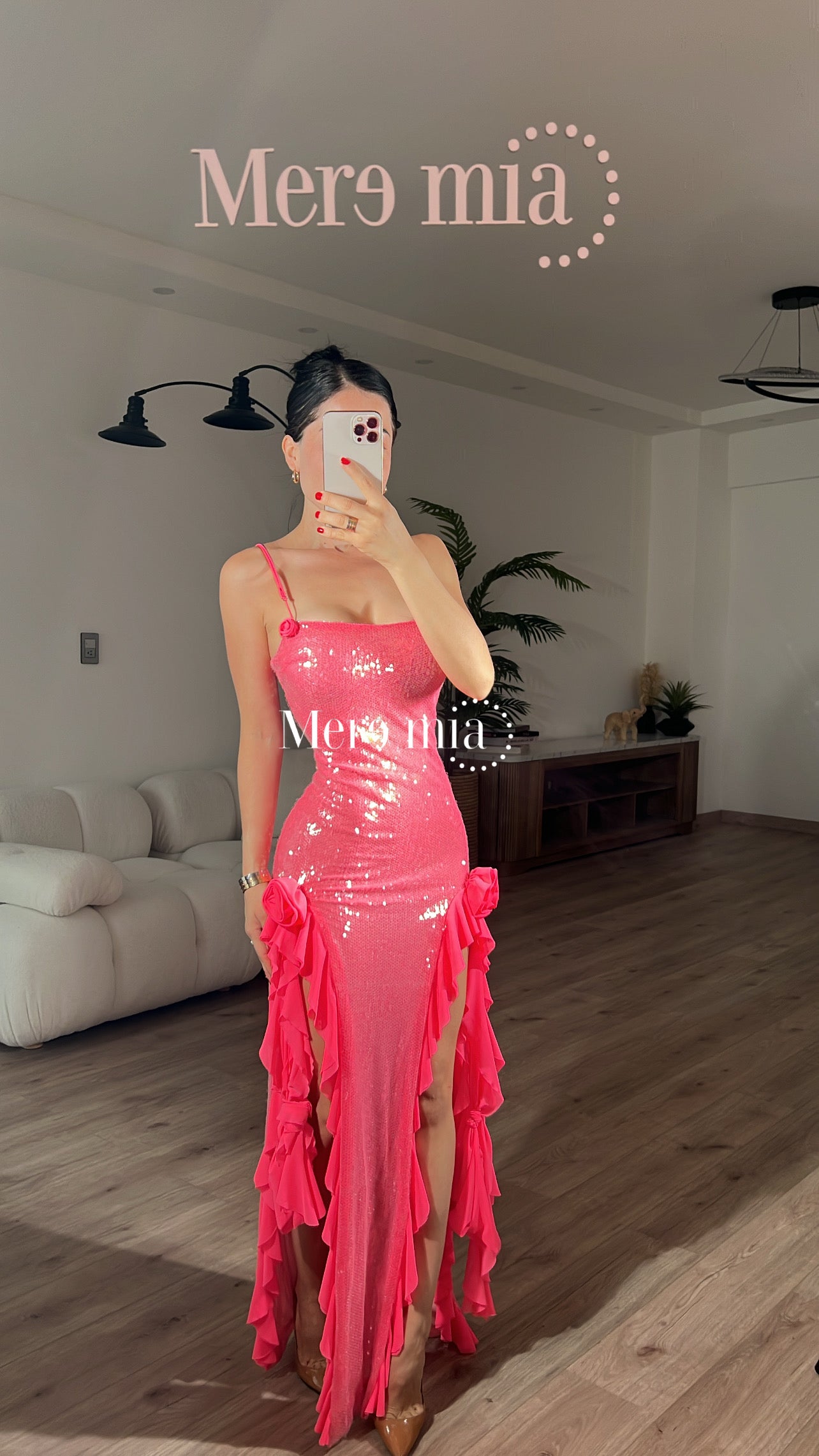 Vestido rosa lent esc aberturas