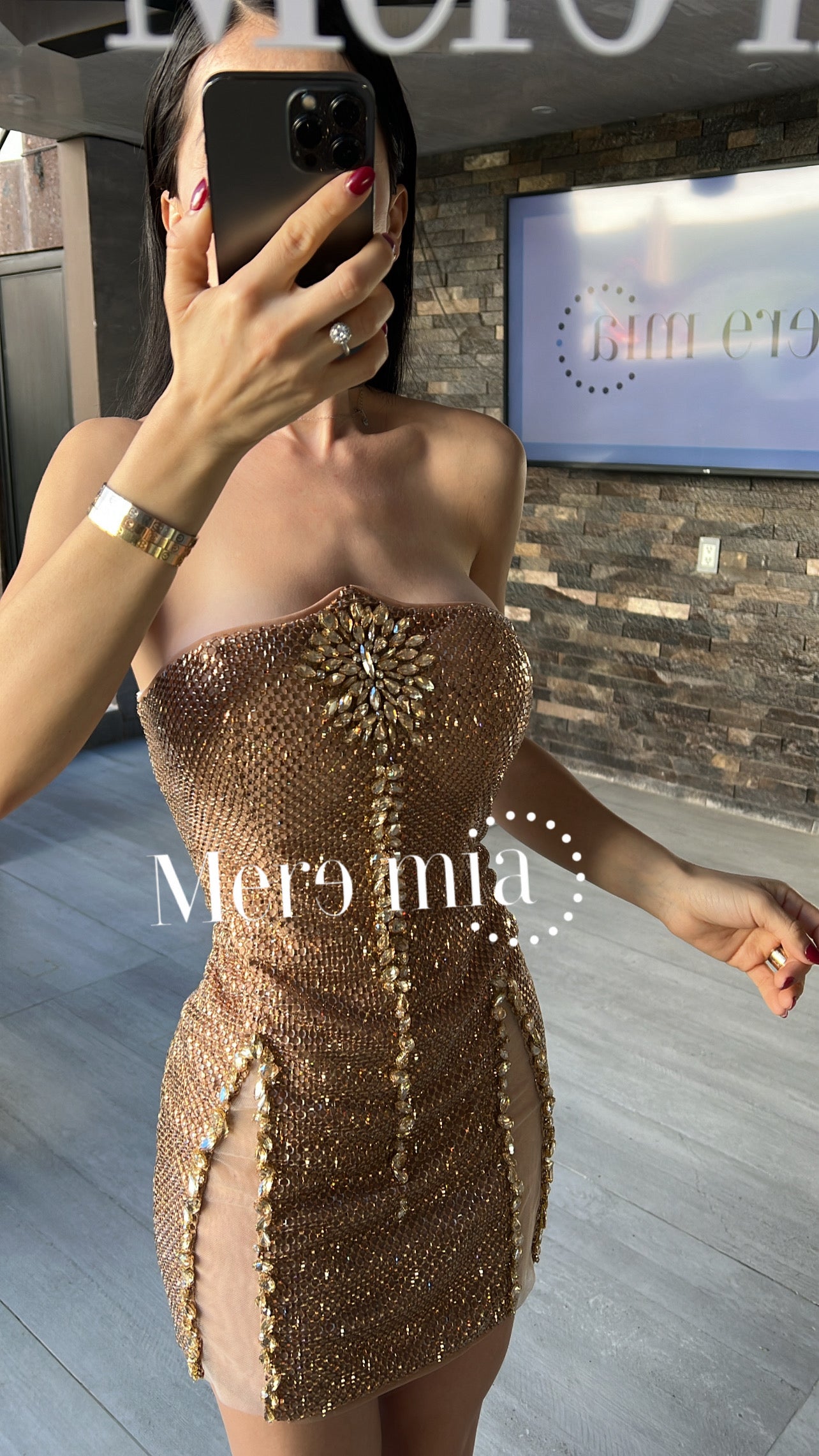 Vestido cobre apl corto