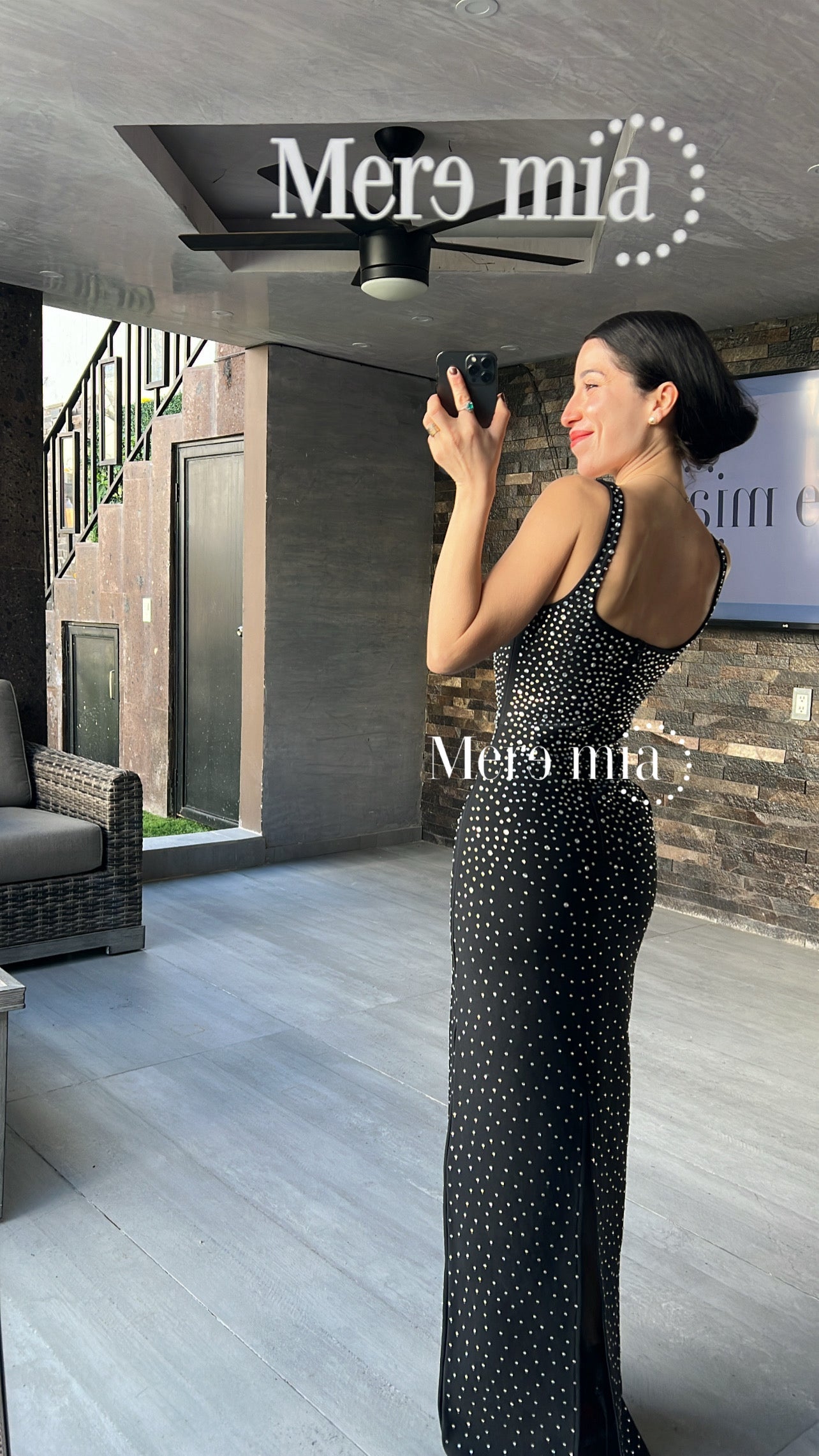 Vestido negro puntos brill