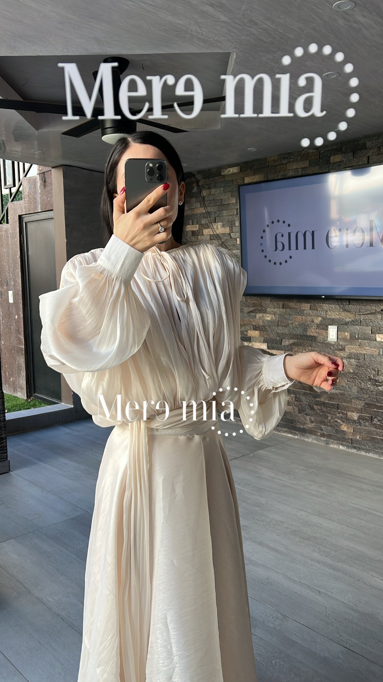 Vestido ivory Olanes largo