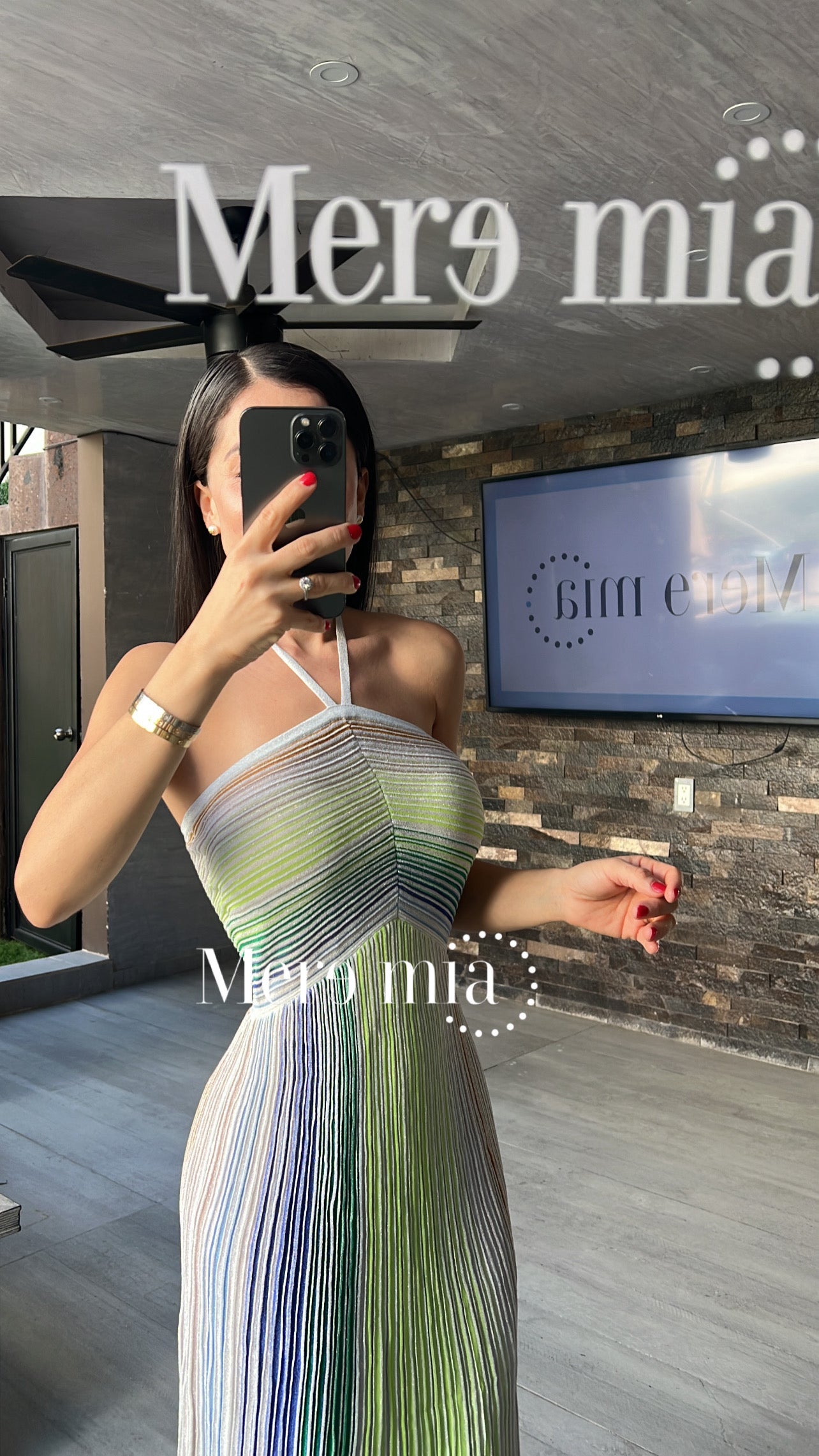 Vestido colores verde rayado