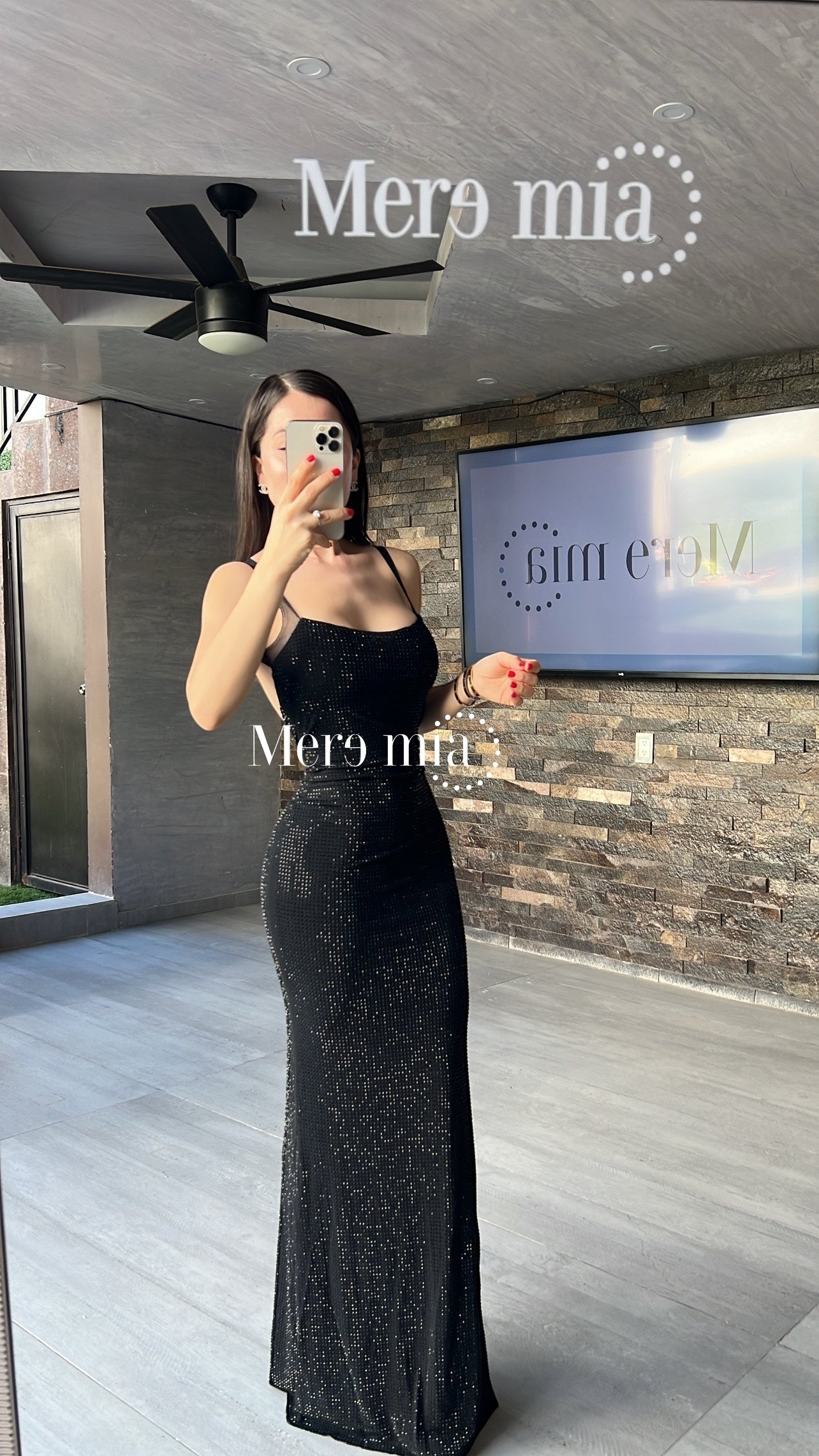 Vestido negro puntos malla