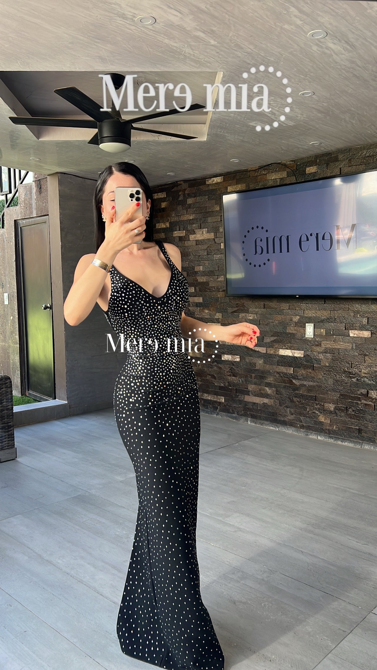 Vestido negro puntos brill