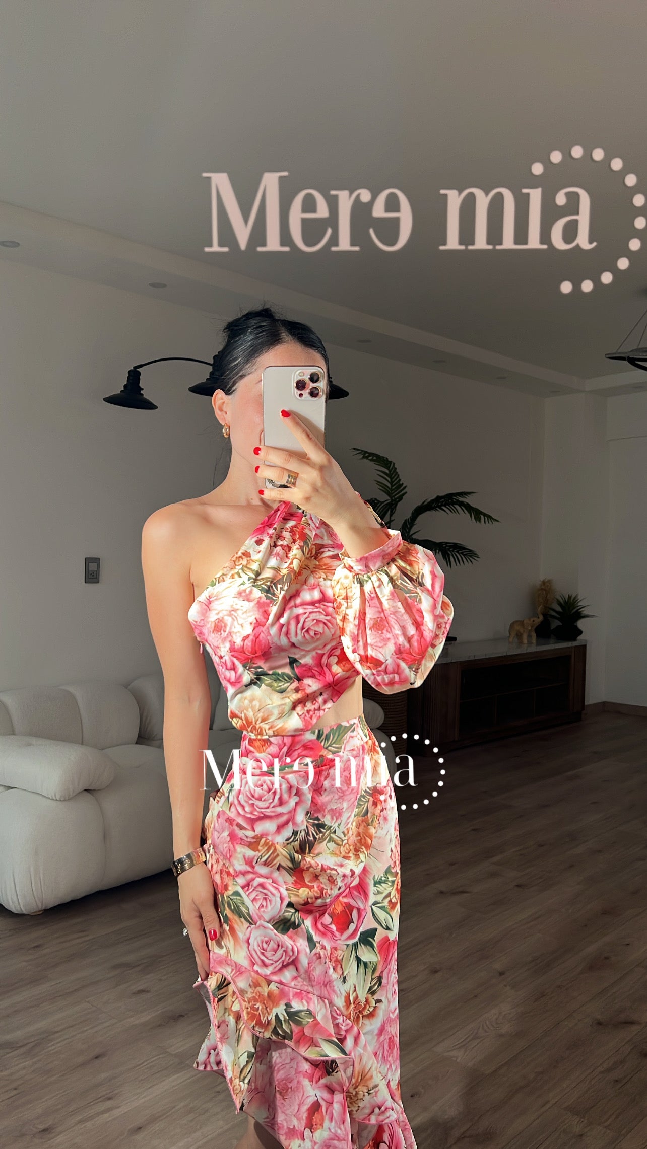 Vestido flores esc asimetrica