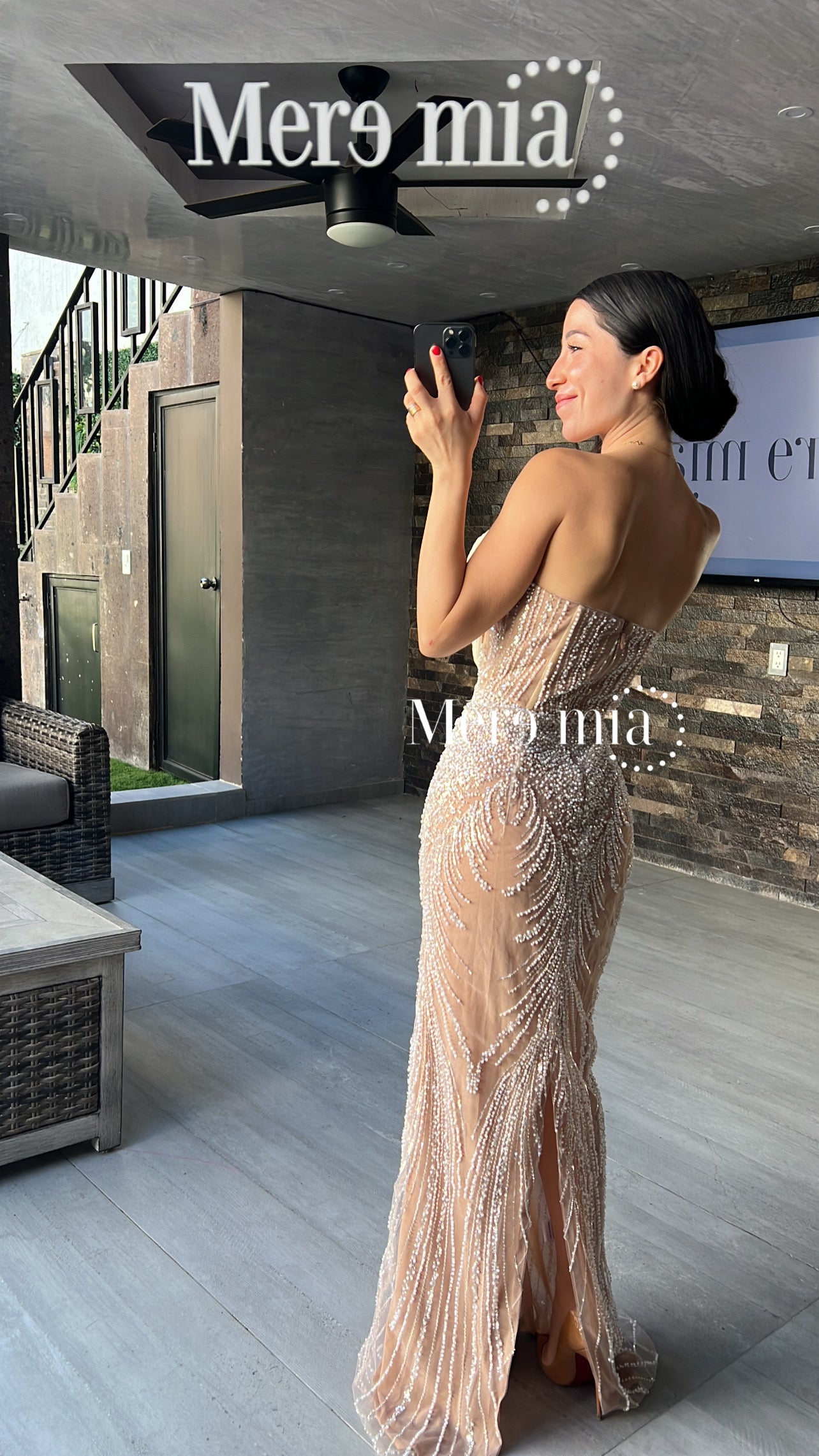Vestido nude lentejuelas apl