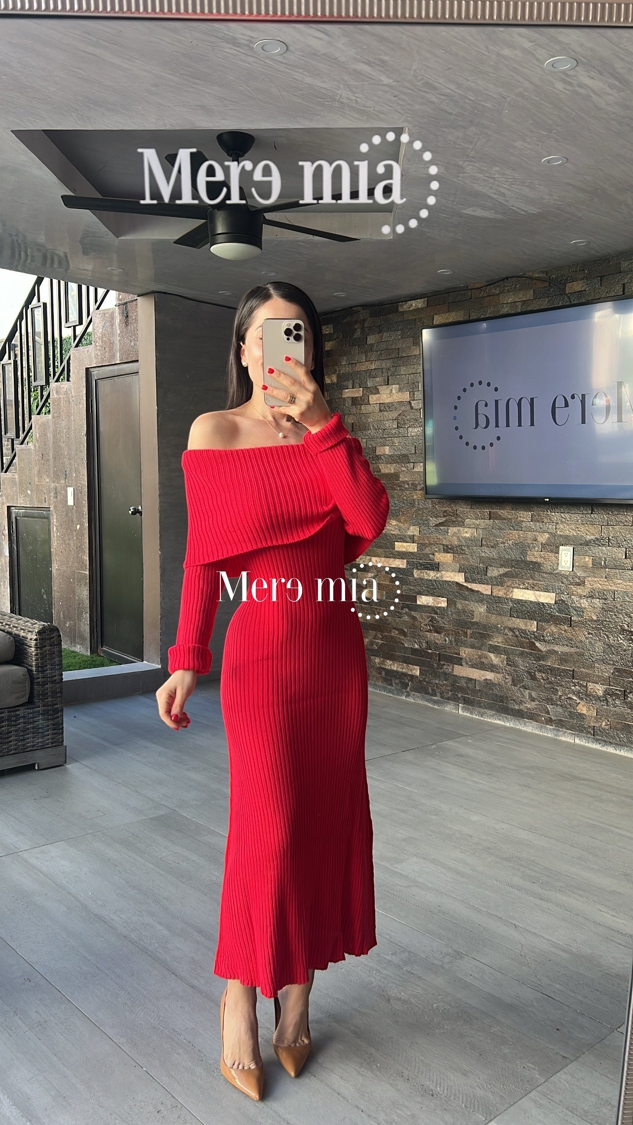 Vestido rojo sweater hom