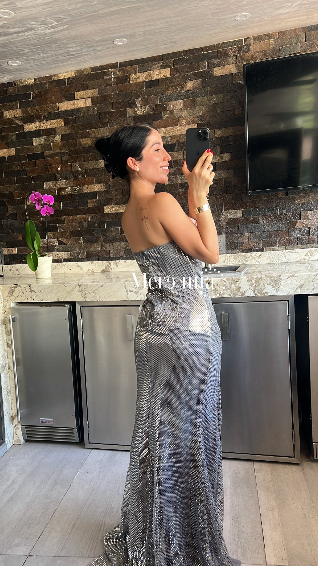 Vestido plata asimétrico