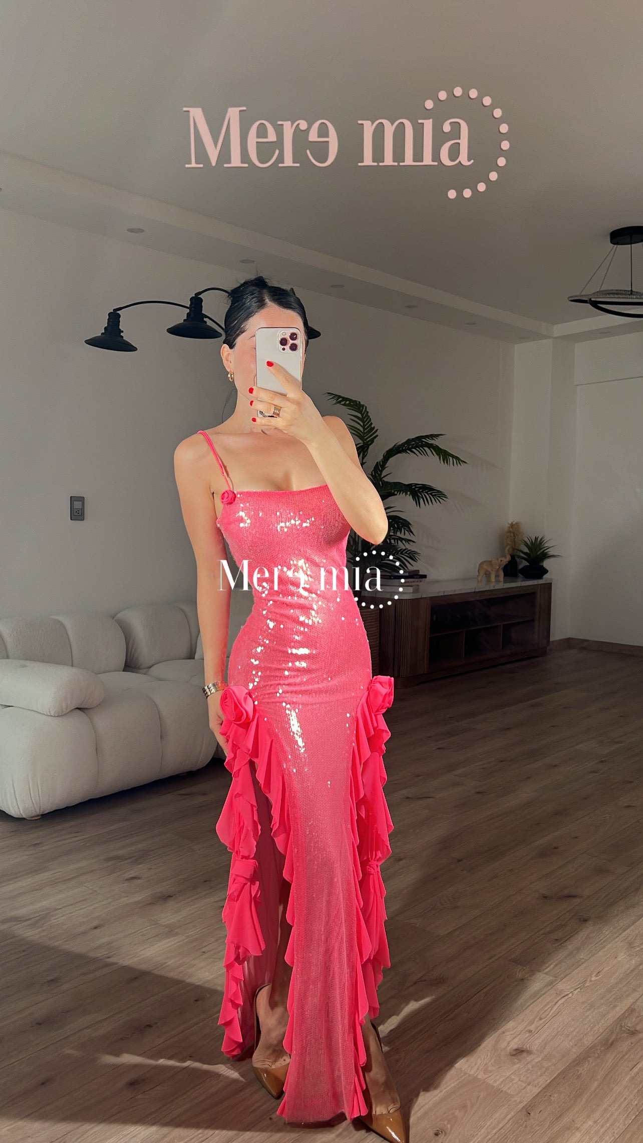 Vestido rosa lent esc aberturas