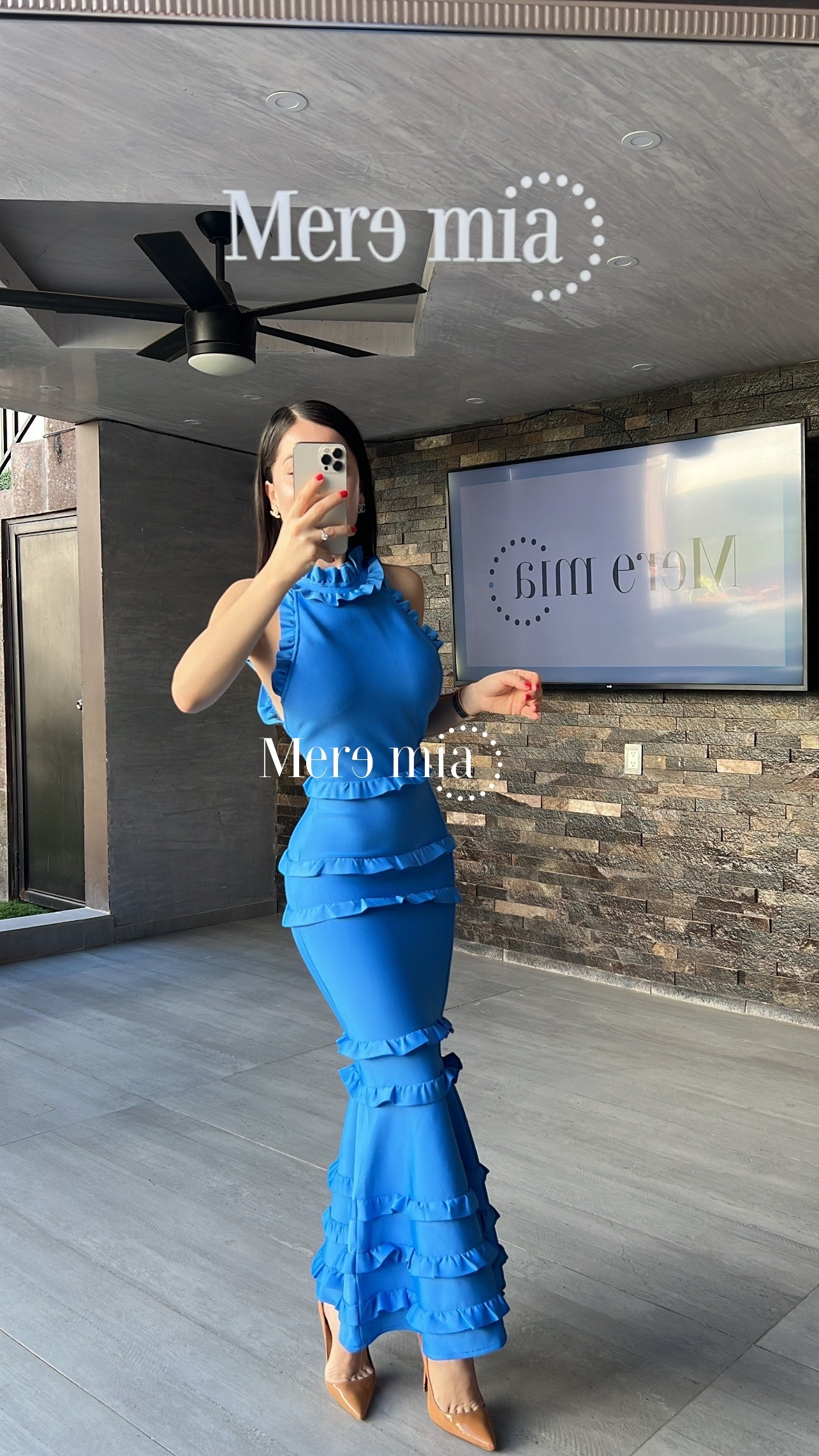 Vestido azul esc olanes