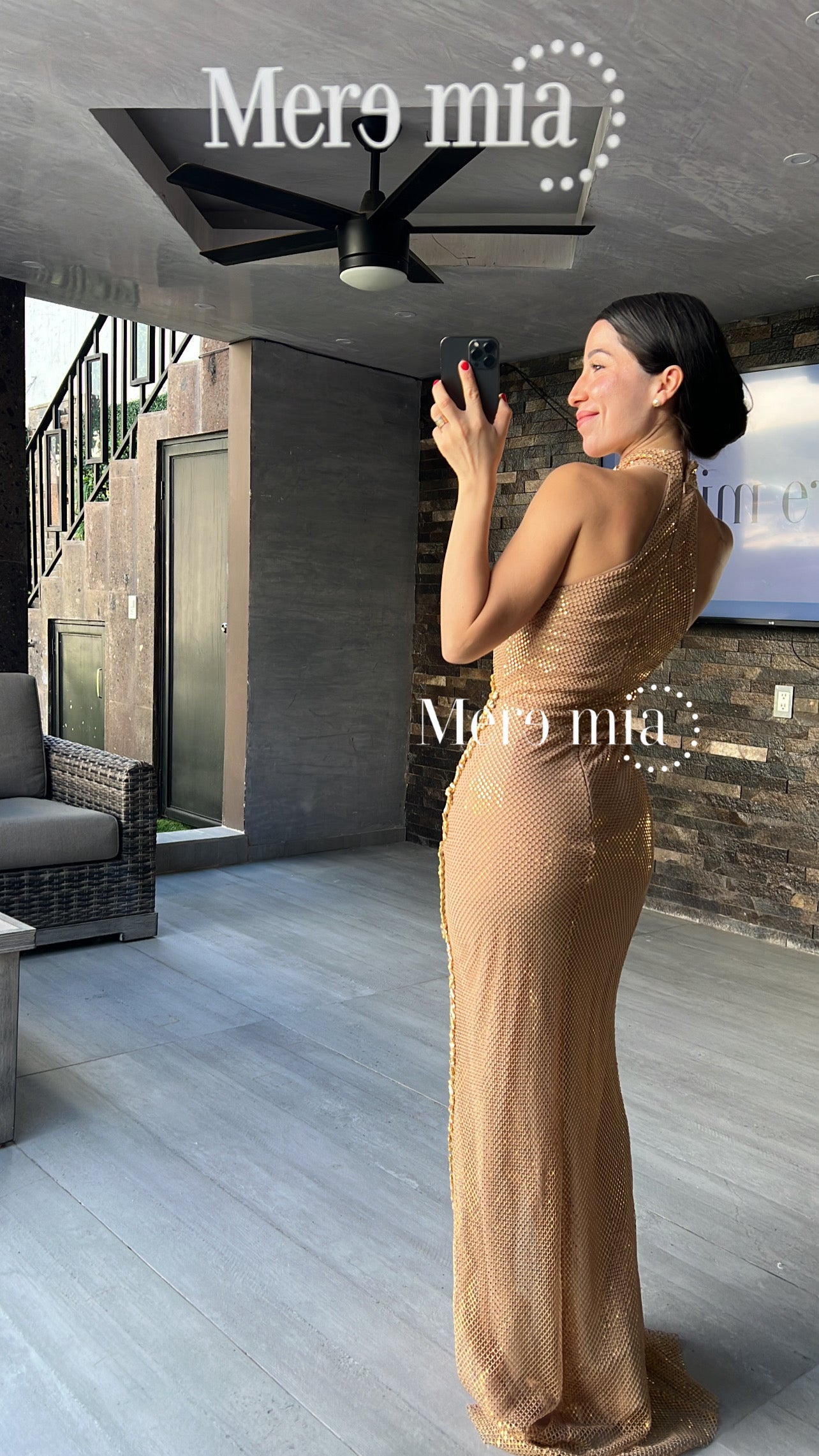 Vestido cobre torn cuello