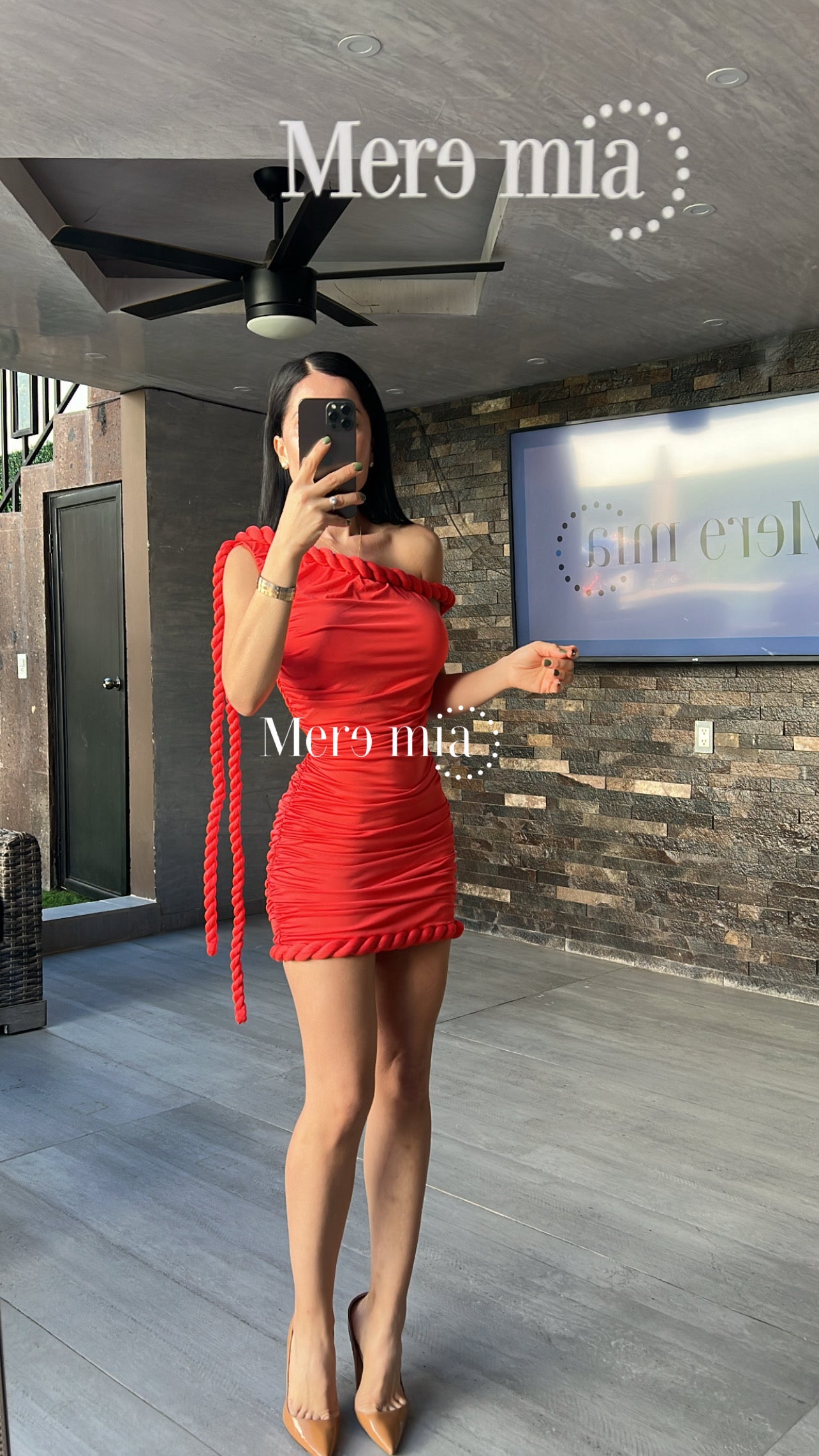 Vestido rojo trenza