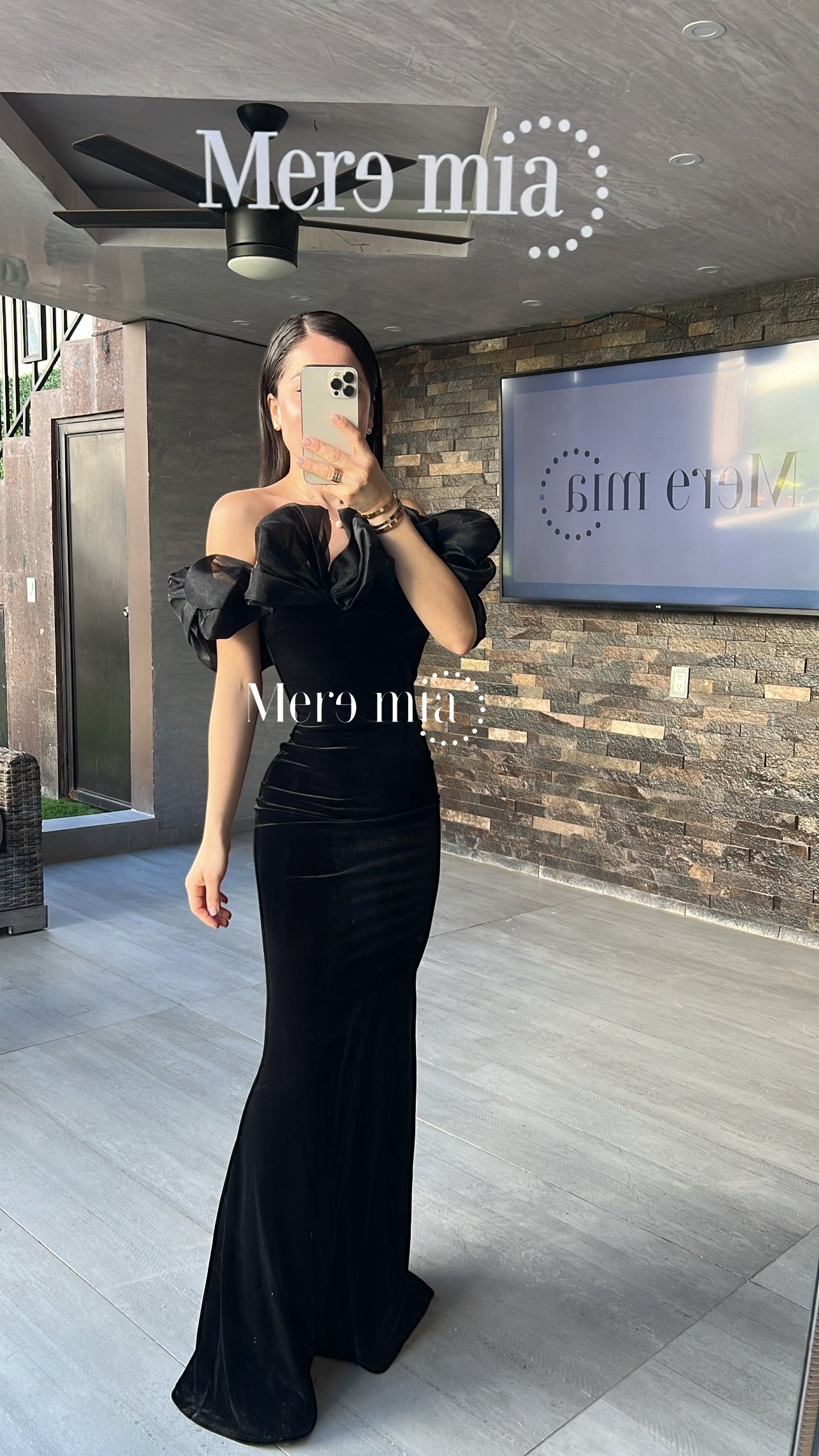 Vestido negro scrunchie tul