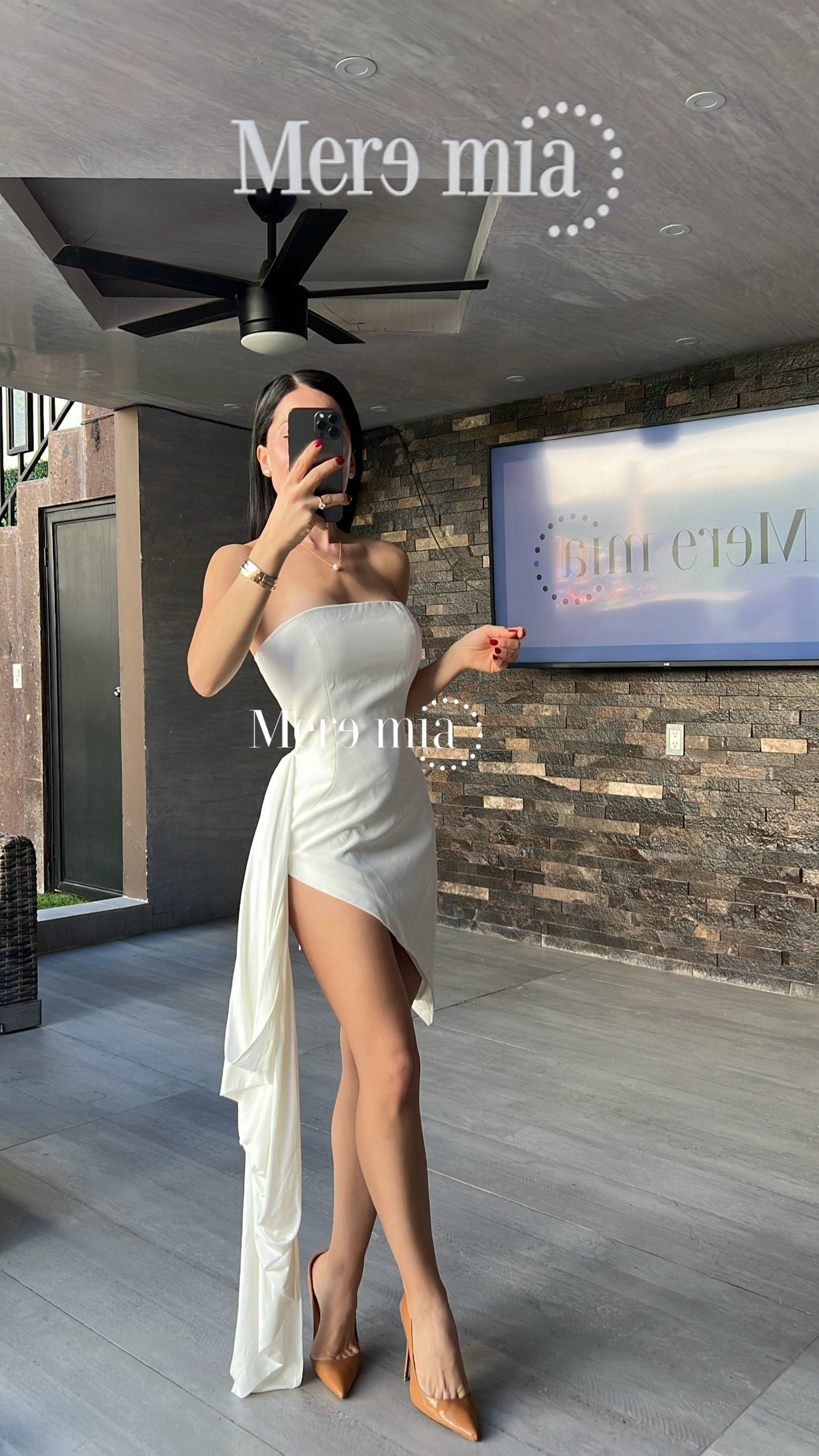 Vestido blanco strapp plisado