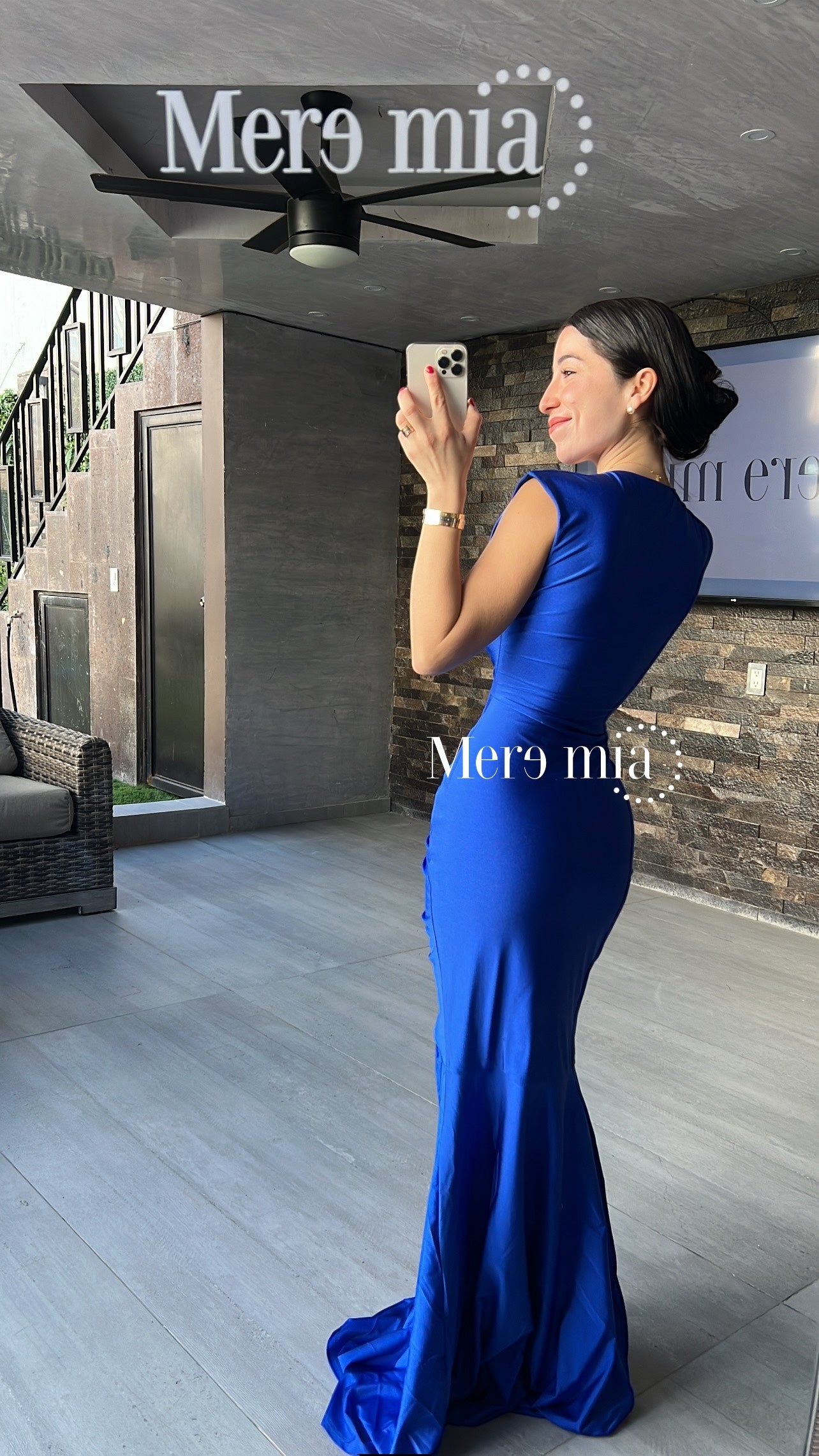 Vestido azul plisado apl