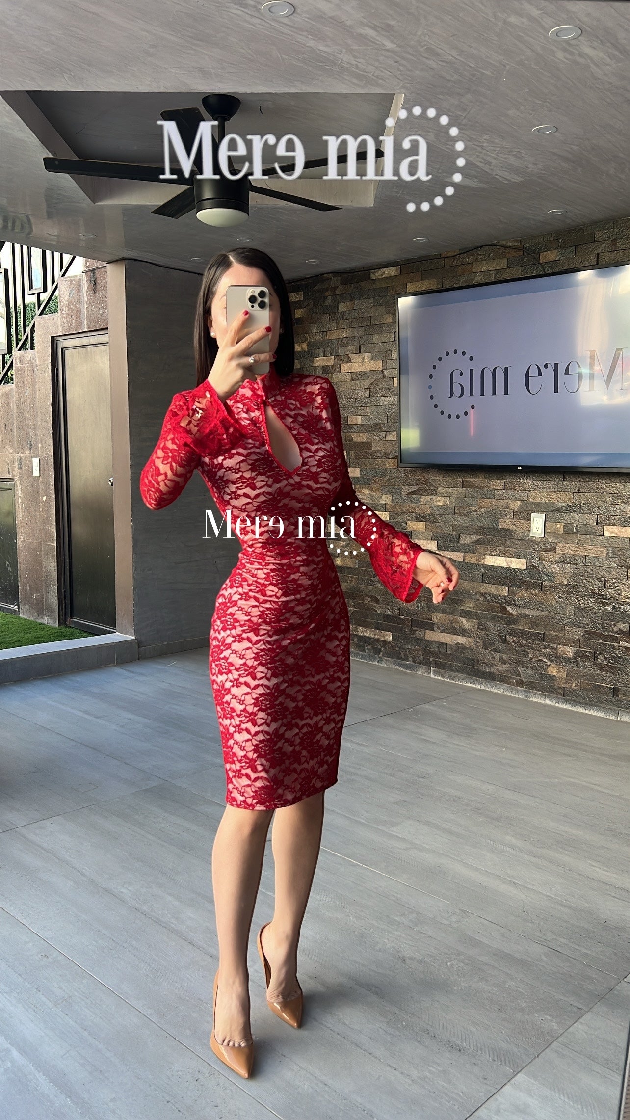 Vestido tinto encaje ml