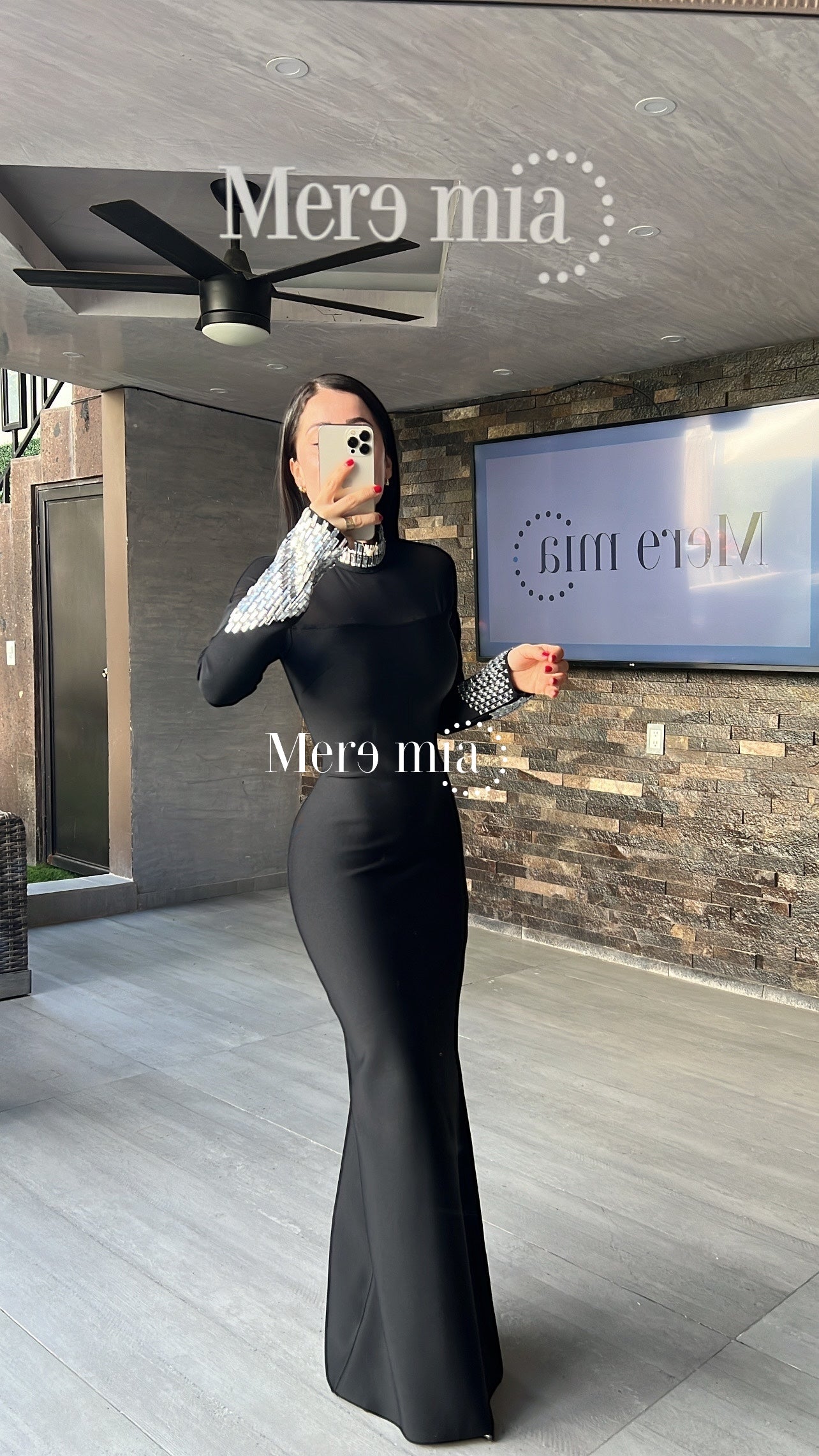 Vestido negro perlas ml