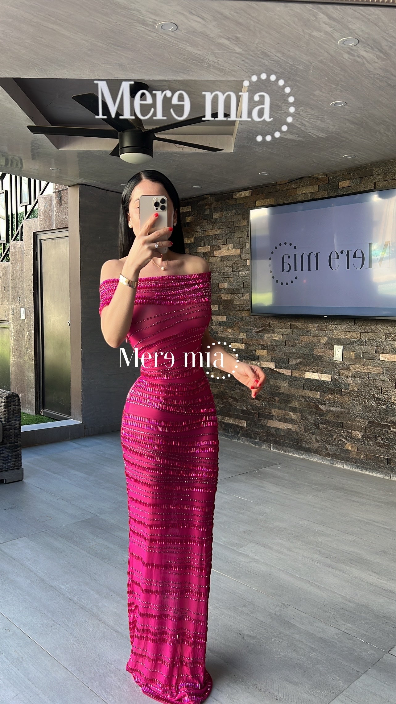 Vestido rosa apl hombros