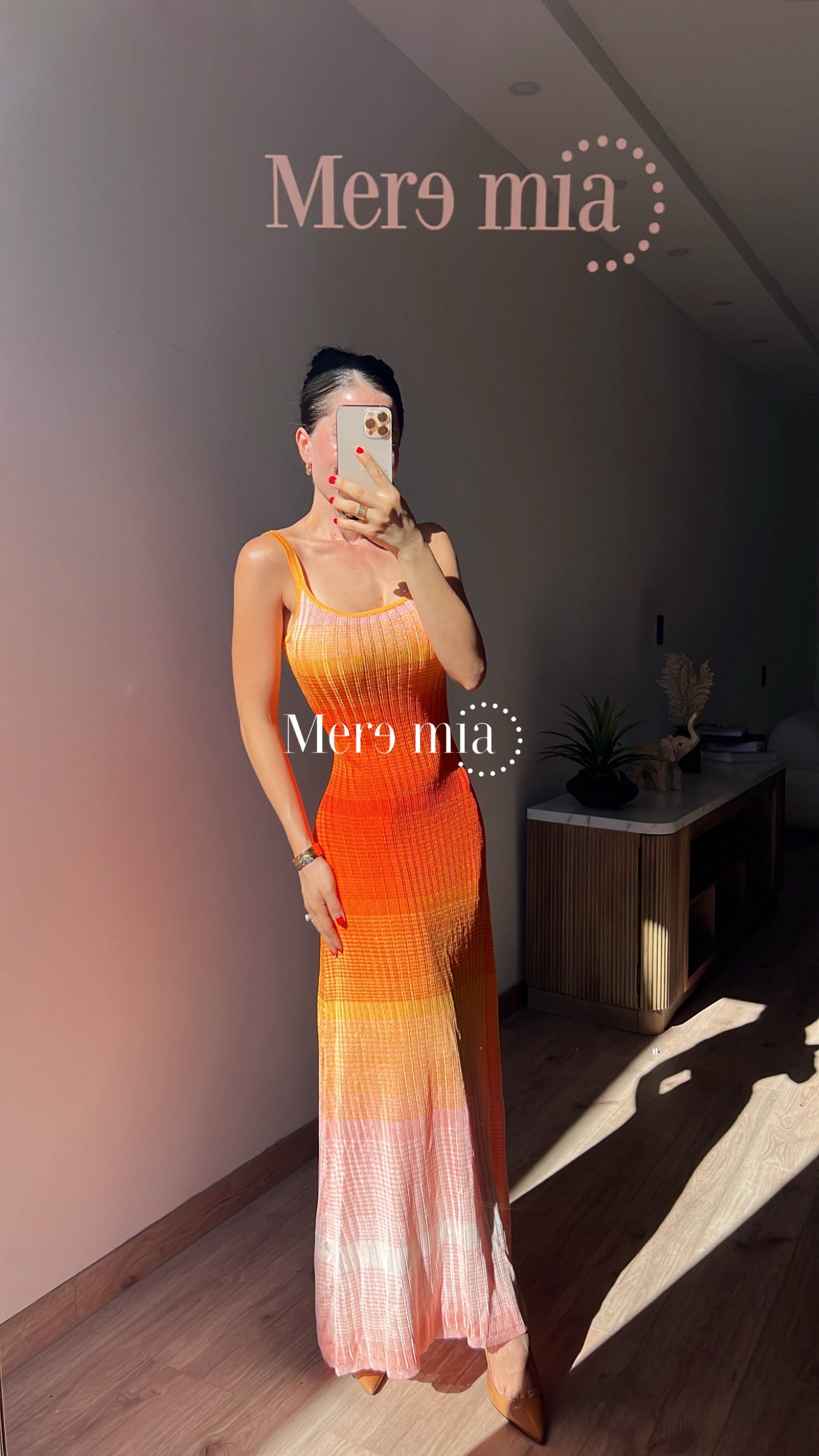 Vestido naranja rayas