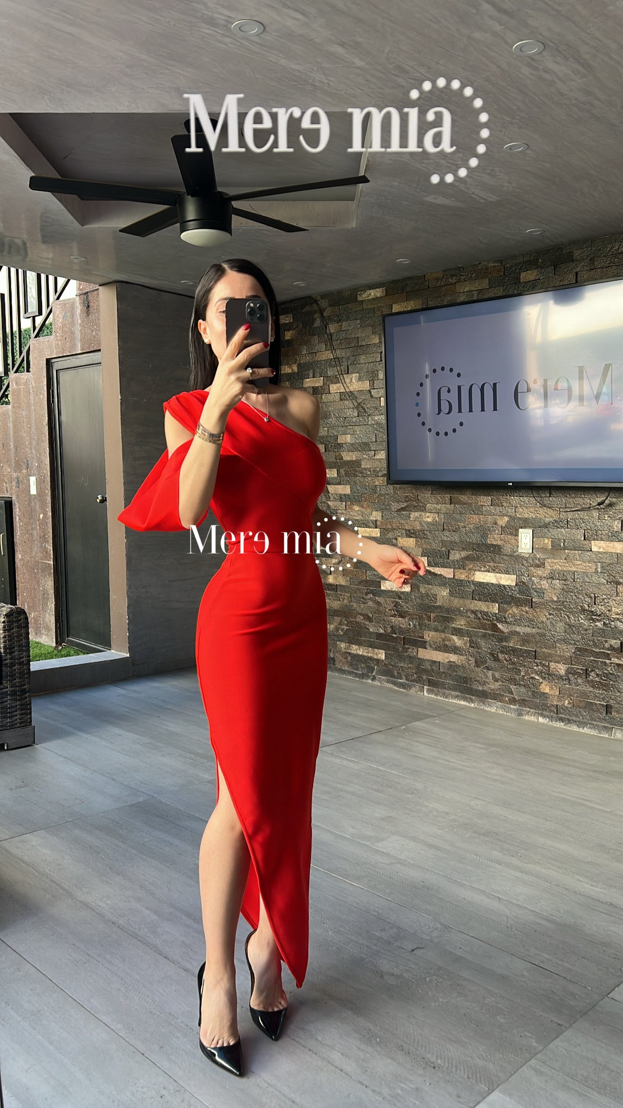 Vestido rojo hombro
