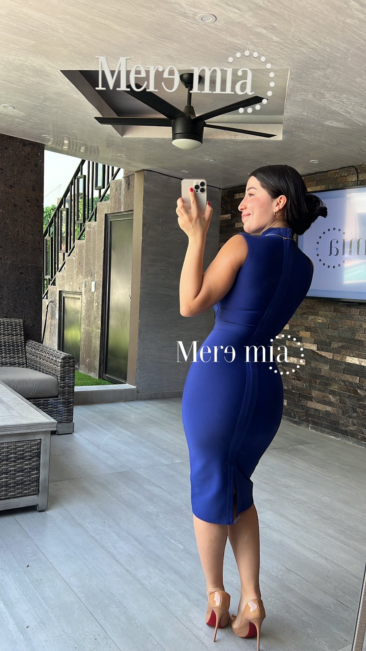 Vestido azul cuello ma