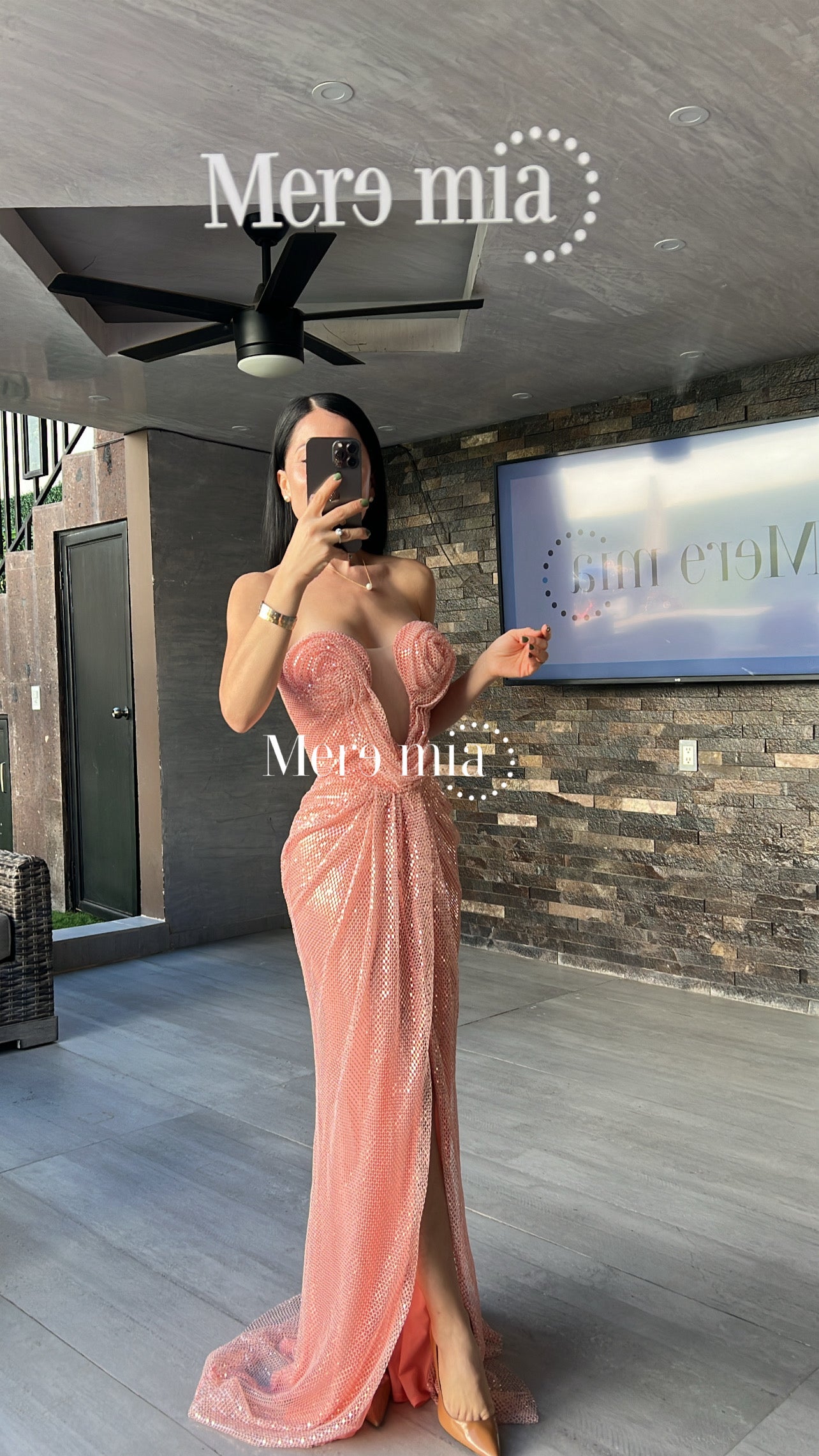 Vestido melón brillante strapp