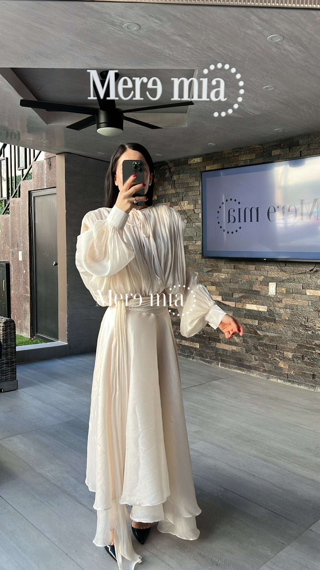 Vestido ivory Olanes largo