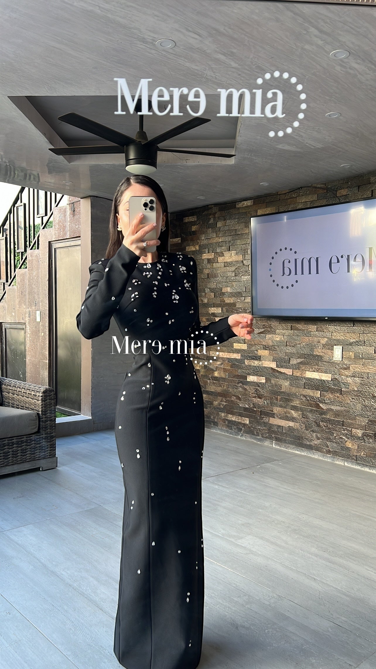 Vestido negro gotas plata