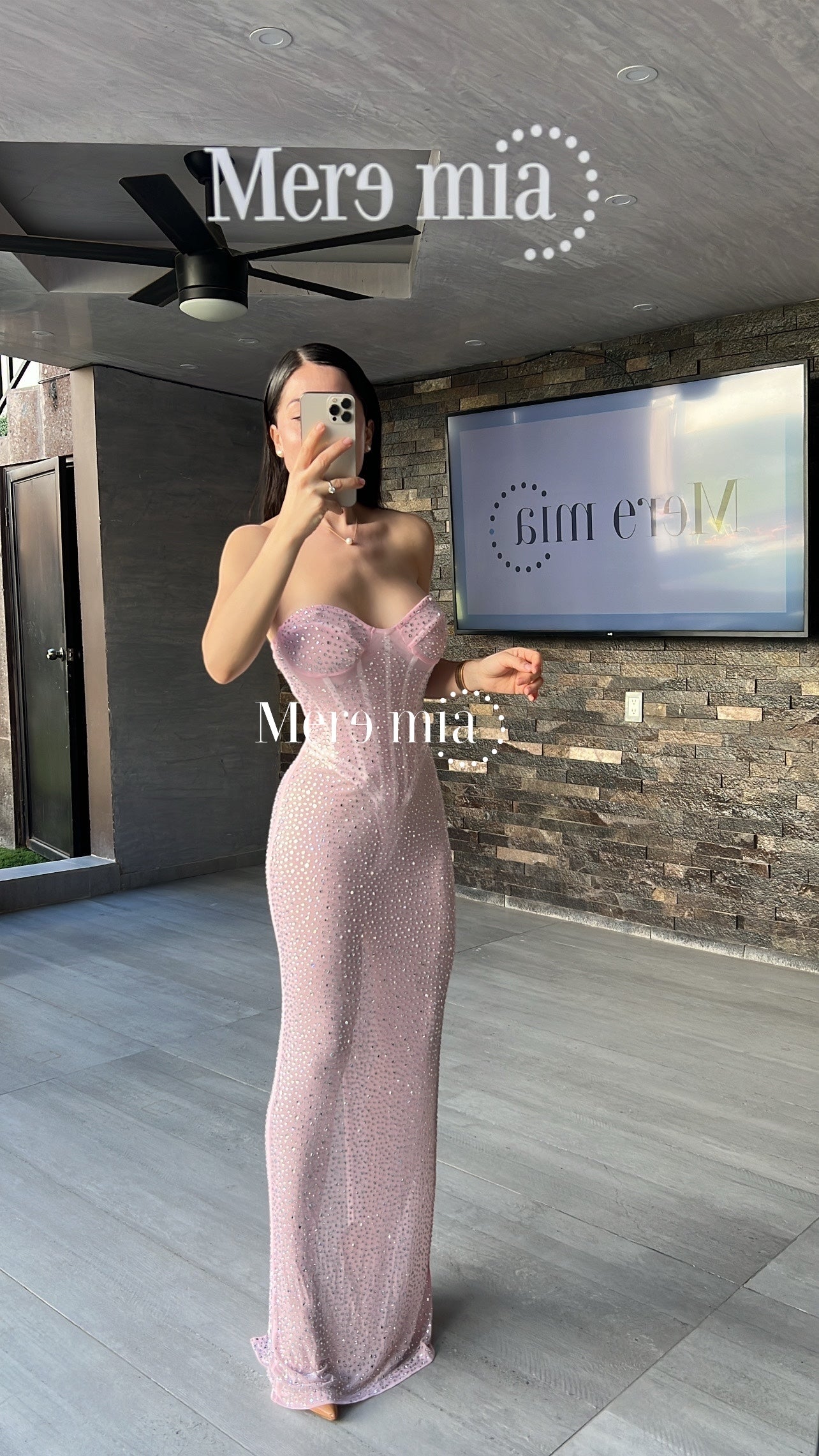 Vestido rosa puntos malla