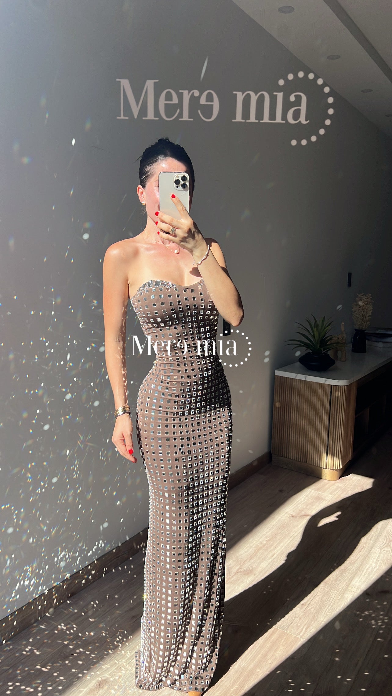 Vestido cuadros plata