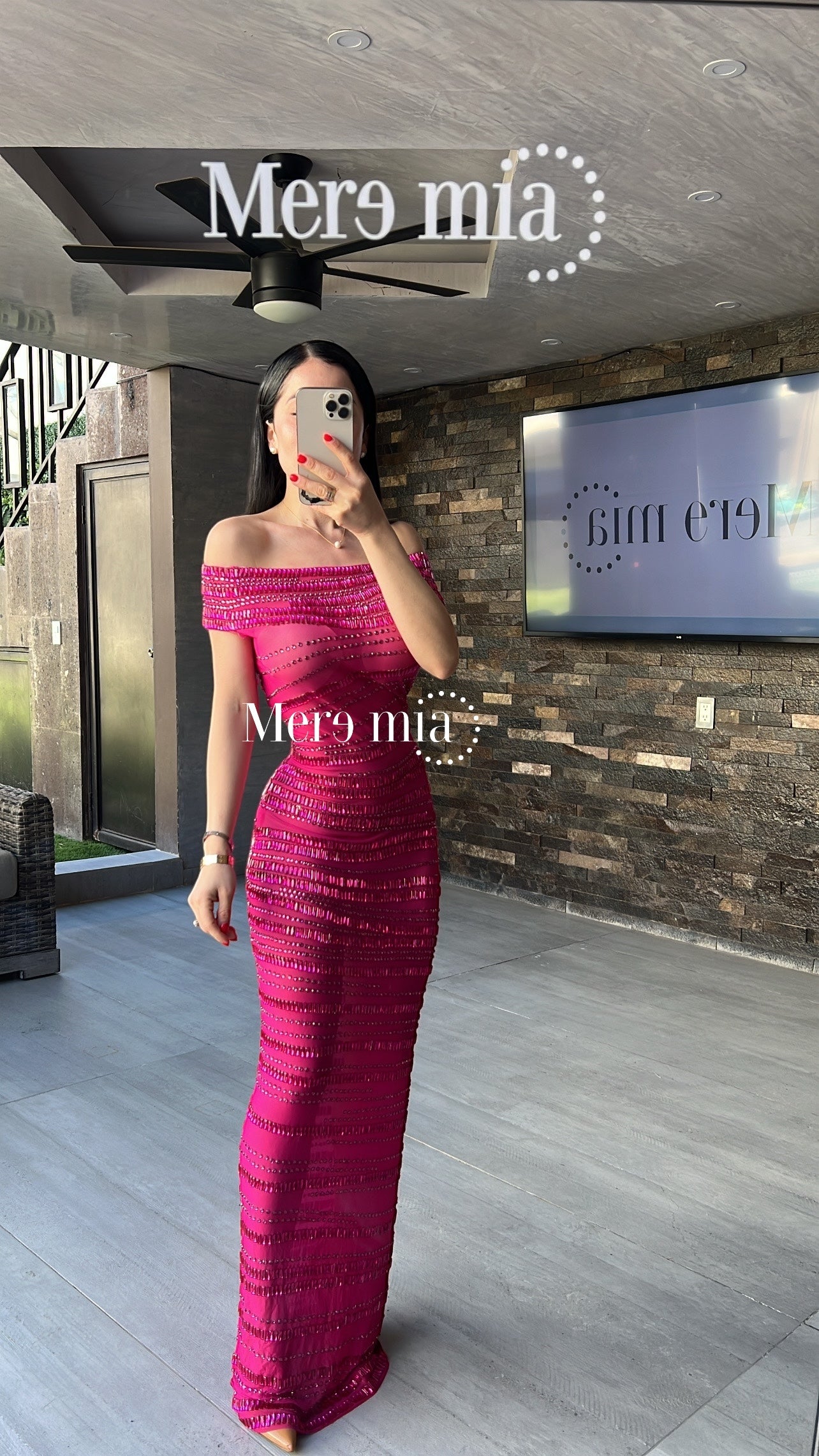 Vestido rosa apl hombros