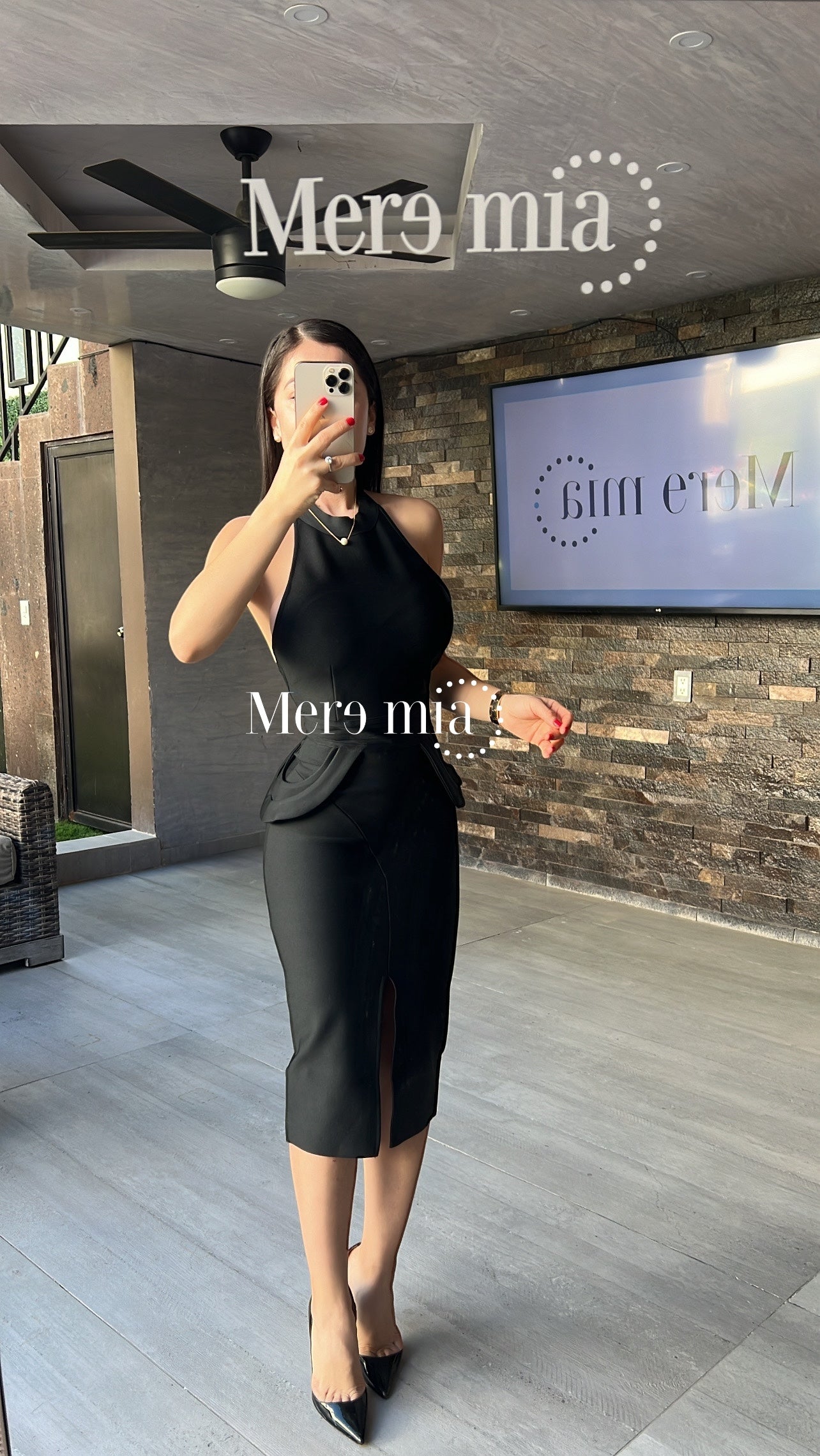 Vestido negro halter midi