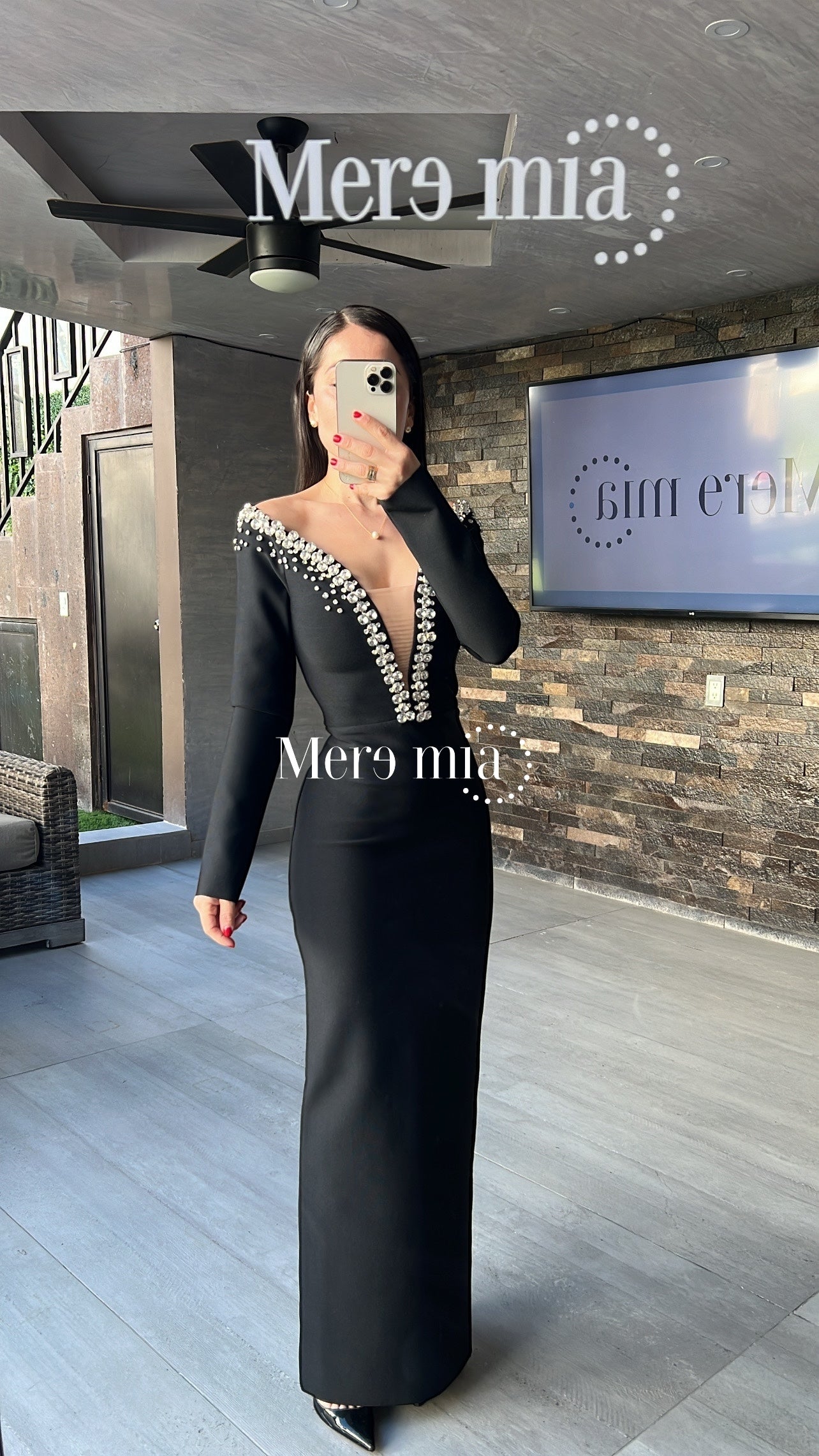 Vestido negro perlas ml
