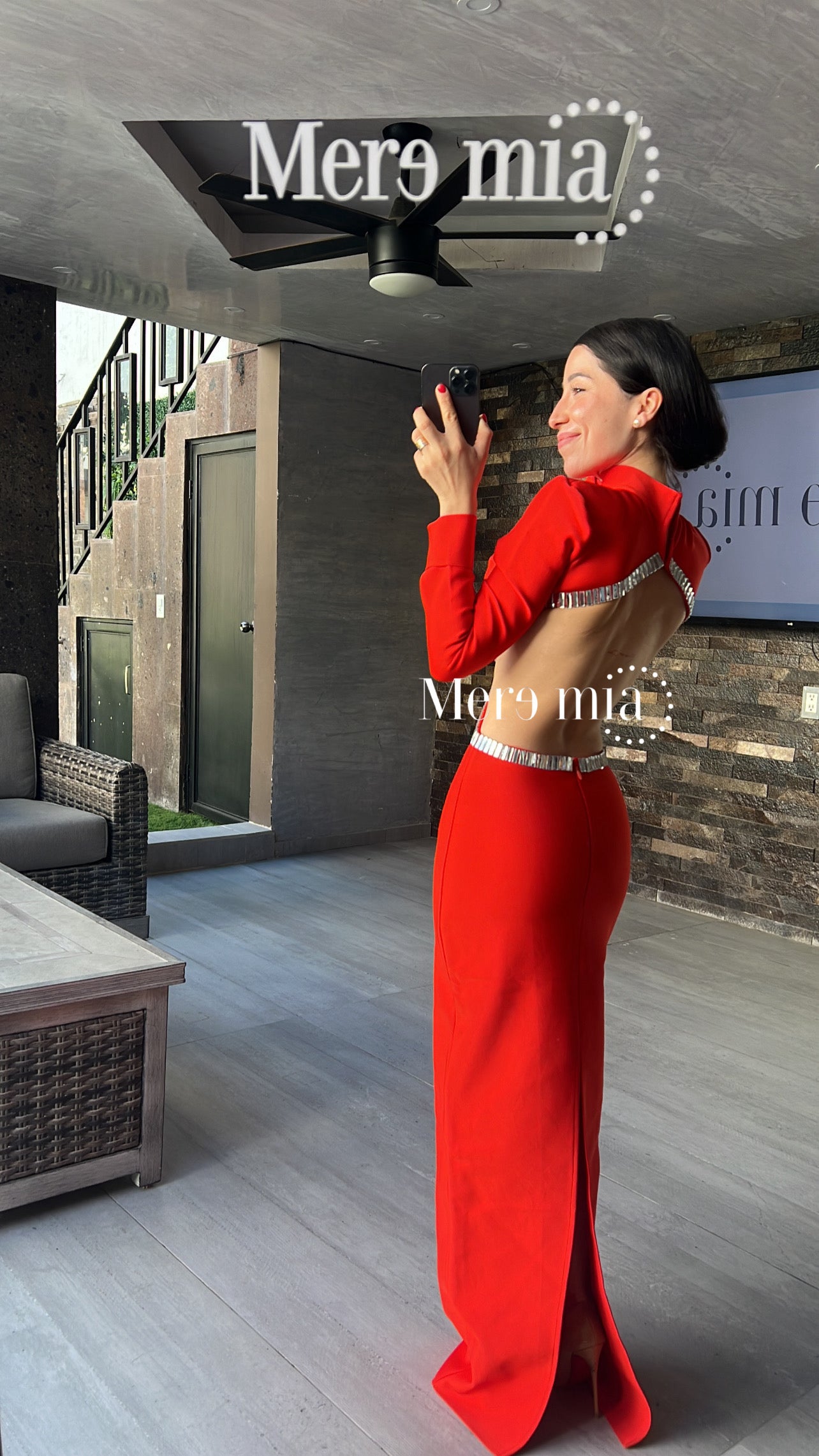 Vestido rojo plata rect