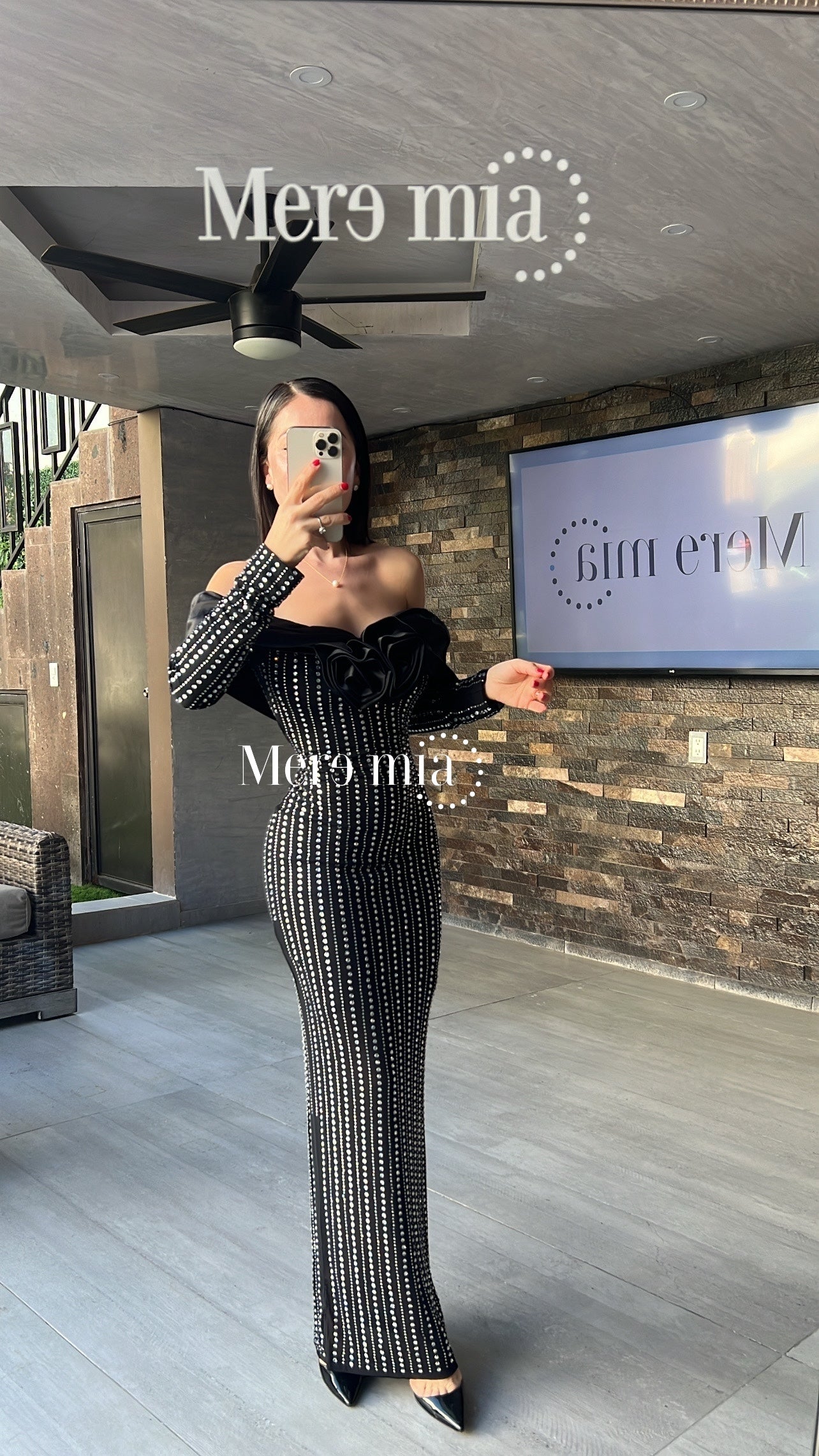 Vestido negro apl plata ml