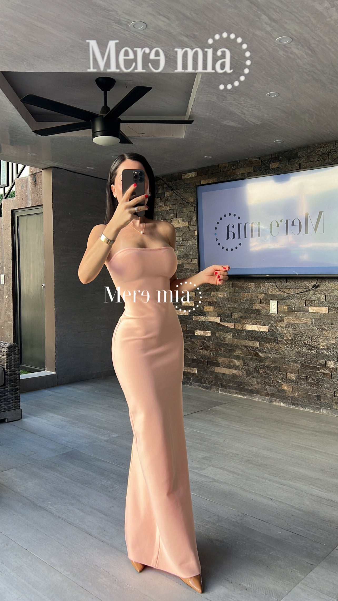 Vestido melon strapp liso